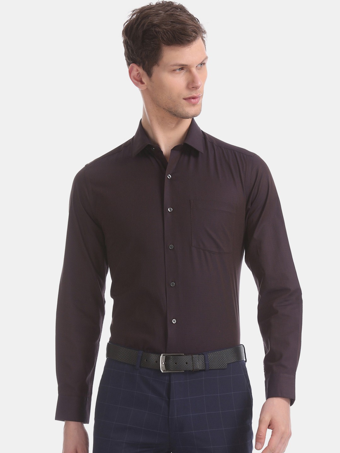 

Arrow Men Brown Slim Fit Solid Formal Shirt