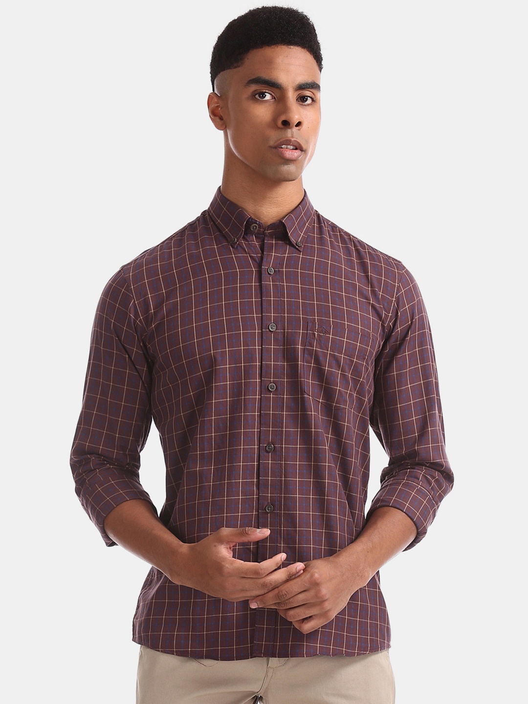 

Arrow Sport Men Brown Regular Fit Checked Casual Shirt
