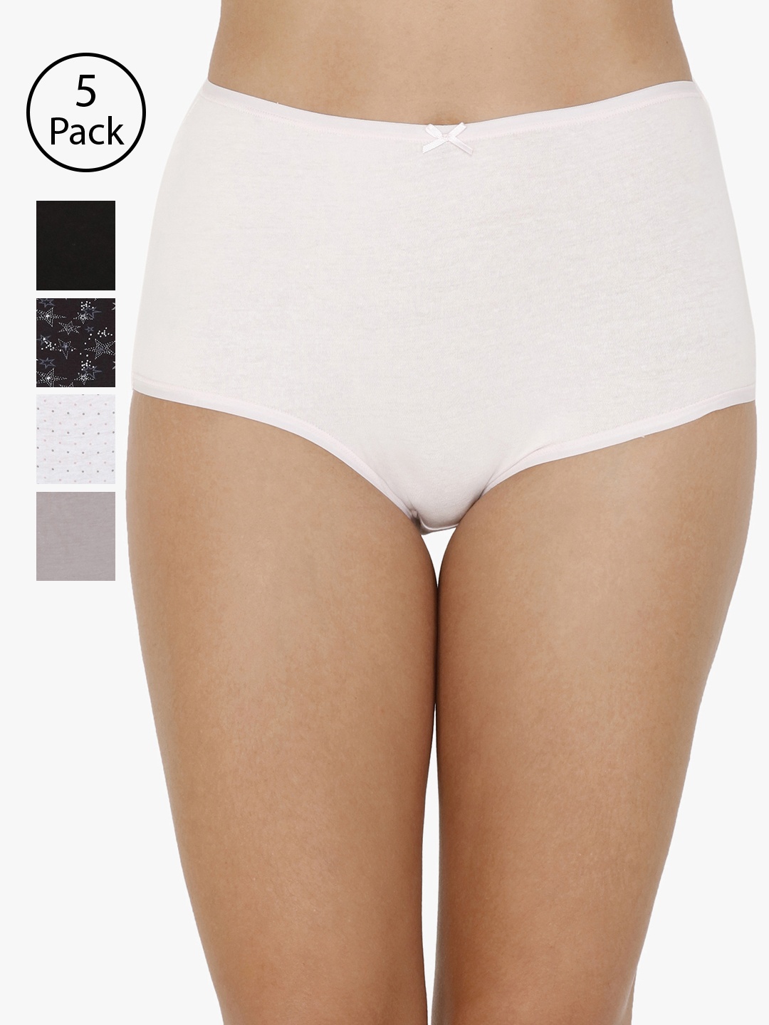 

every de by amante Women Pack of 5 High Rise Full Briefs EK251, White