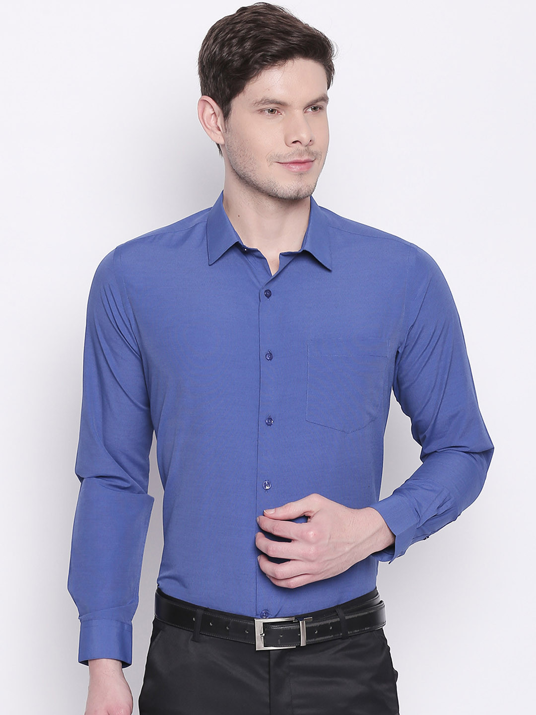 

RICHARD PARKER by Pantaloons Men Blue Slim Fit Solid Formal Shirt