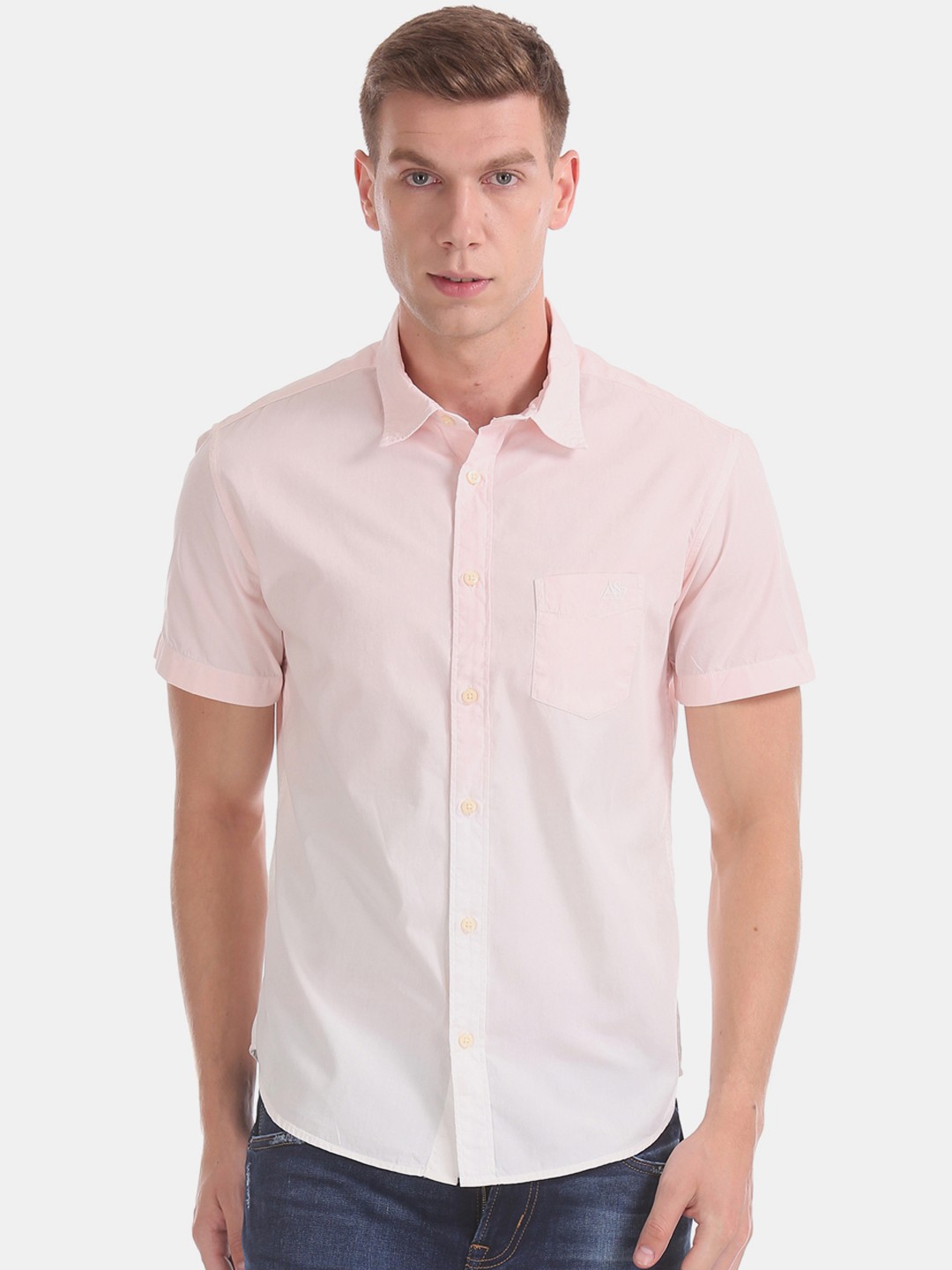 

Aeropostale Men Pink & White Regular Fit Ombre Dyed Casual Shirt