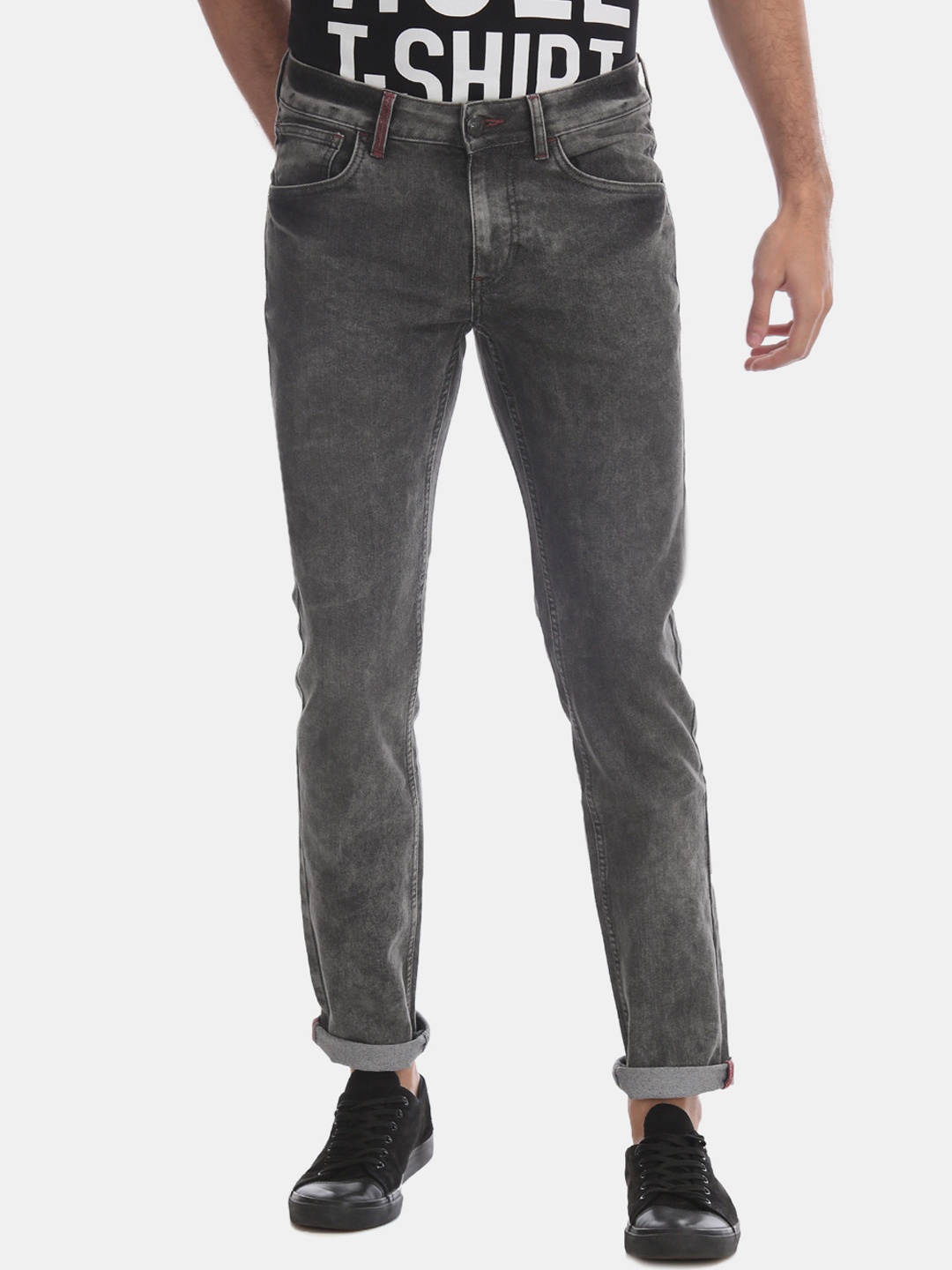 

Flying Machine Men Grey Skinny Fit Low-Rise Clean Look Stretchable Jeans