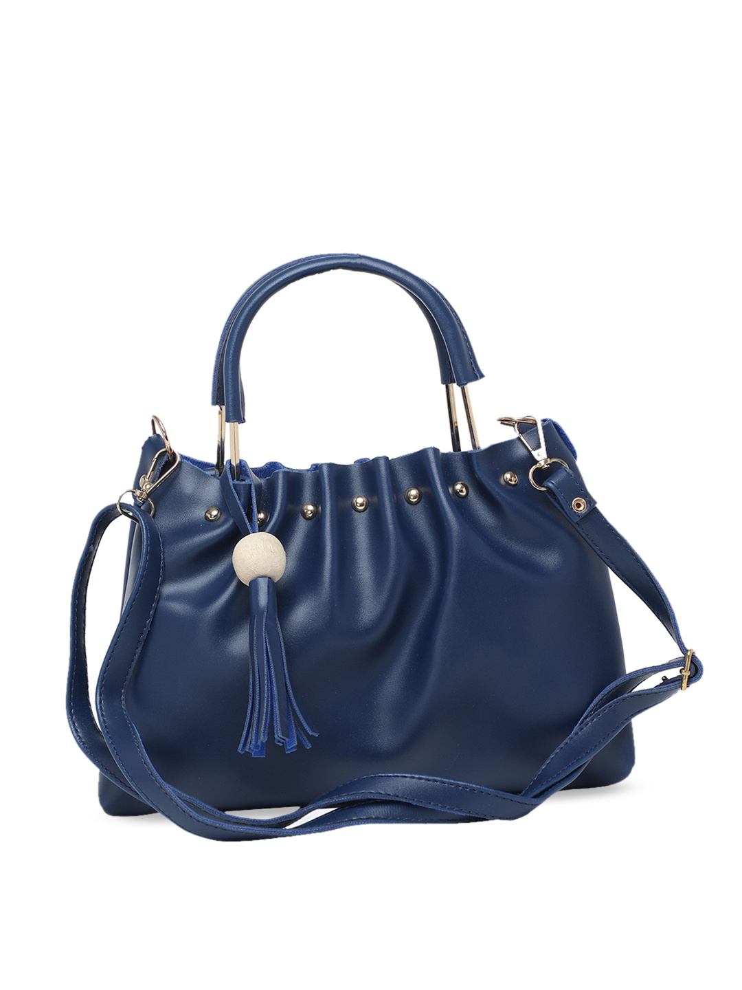 

DIVA WALK Blue Embellished Leather Handheld Bag