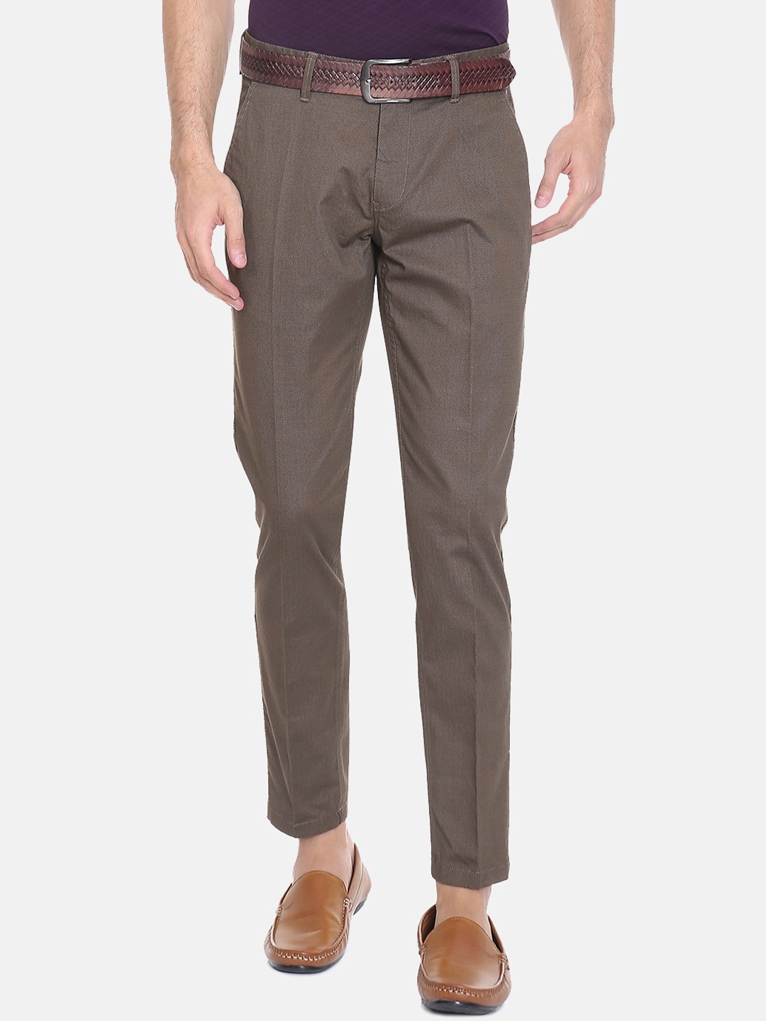 

Louis Philippe Sport Men Beige Slim Fit Self Design Regular Trousers