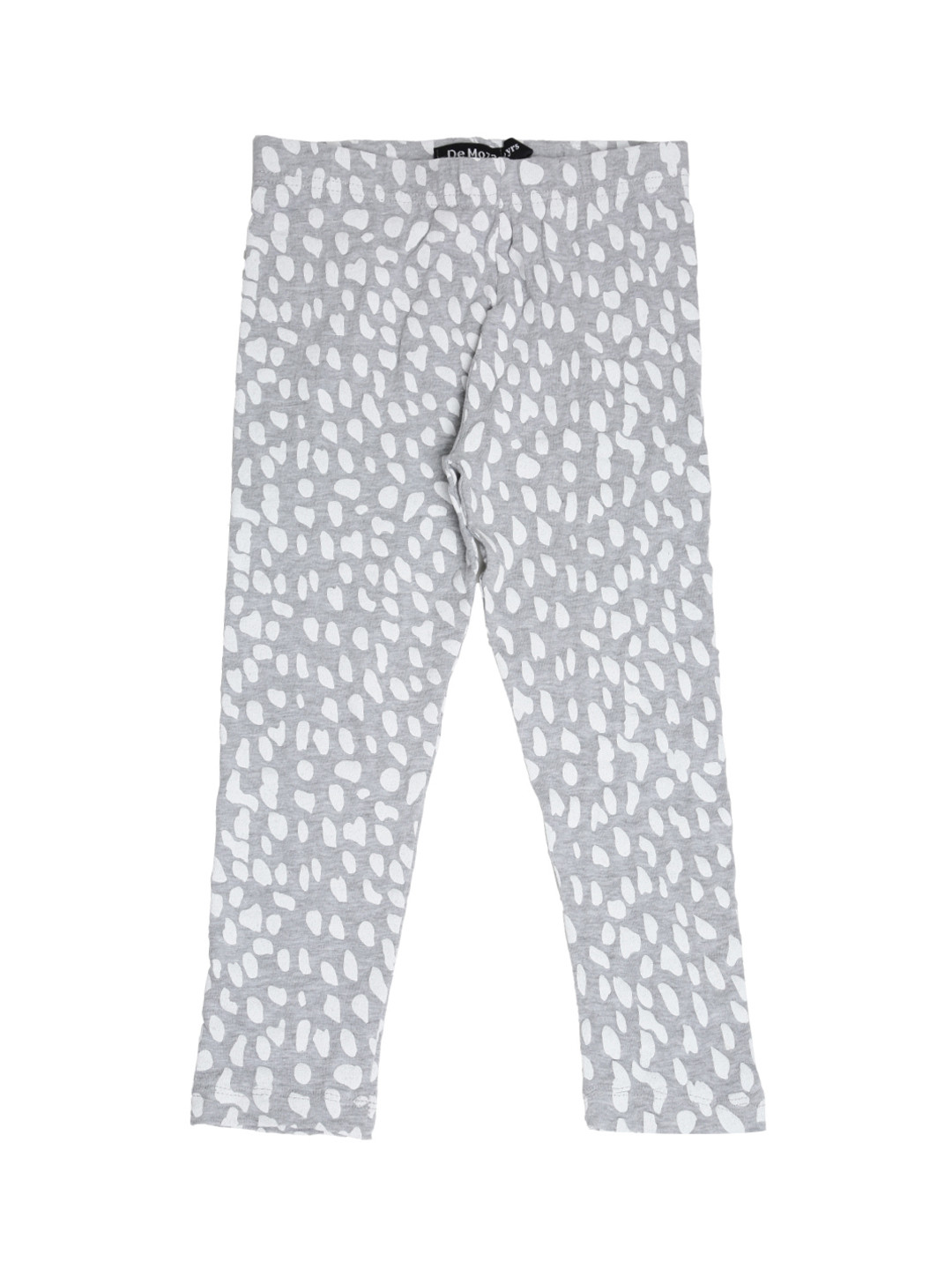 

De Moza Girls Grey Melange & White Printed Ankle-Length Leggings