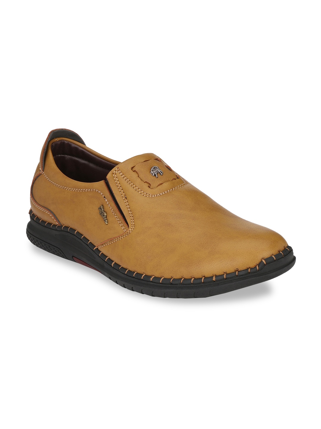 

John Karsun Brown Solid Casual Slip-On Shoes