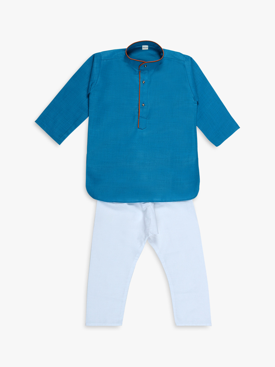 

Superminis Boys Blue & White Solid Kurta with Pyjamas