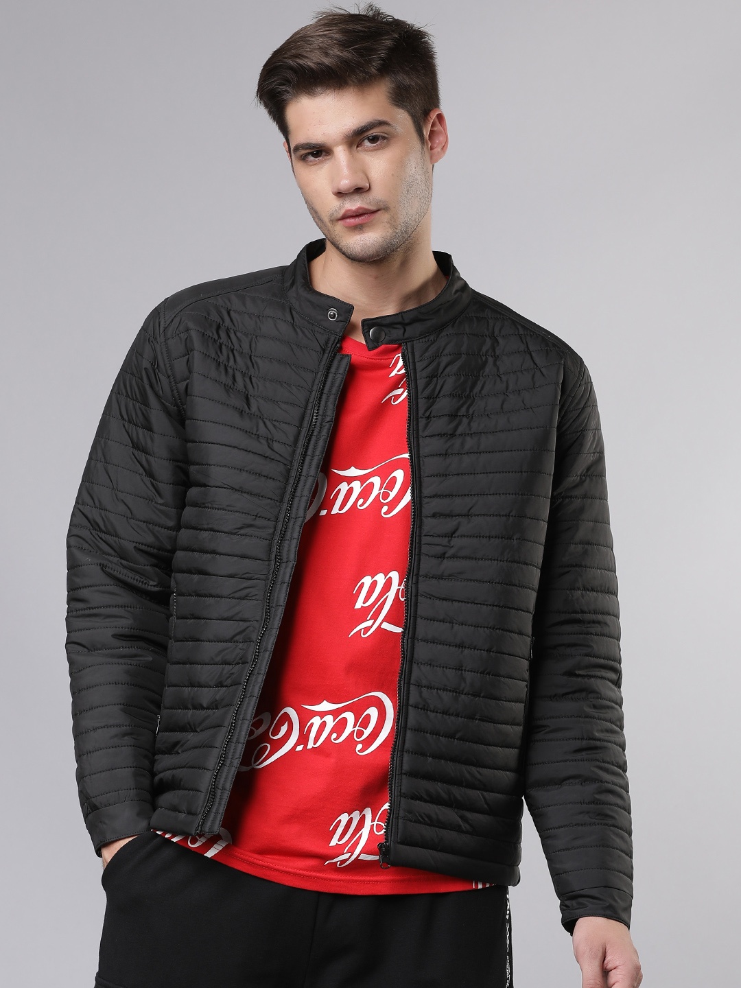 

HIGHLANDER Men Black Solid Padded Jacket