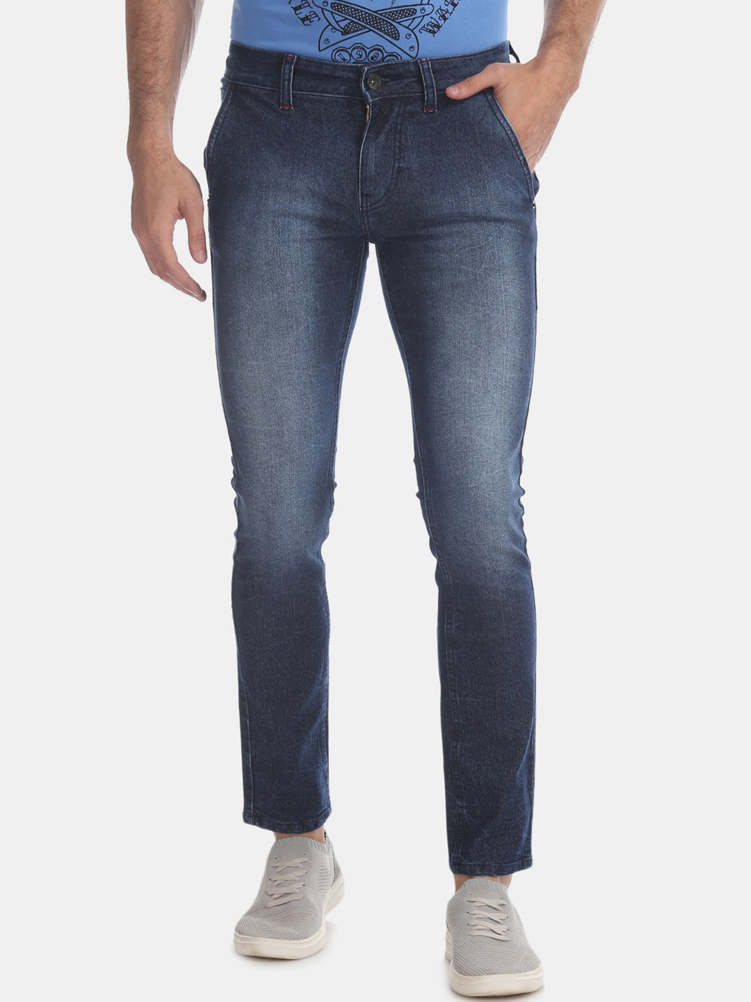

Flying Machine Men Blue Skinny Fit Low-Rise Clean Look Stretchable Jeans