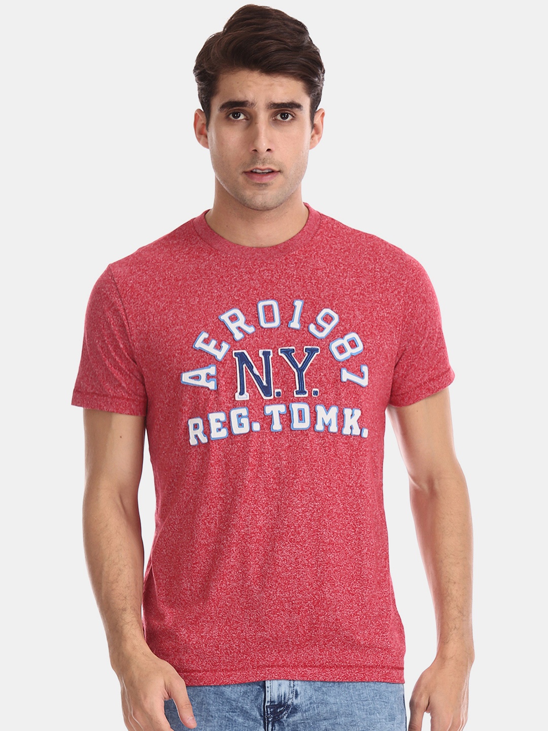 

Aeropostale Men Red Printed Round Neck T-shirt