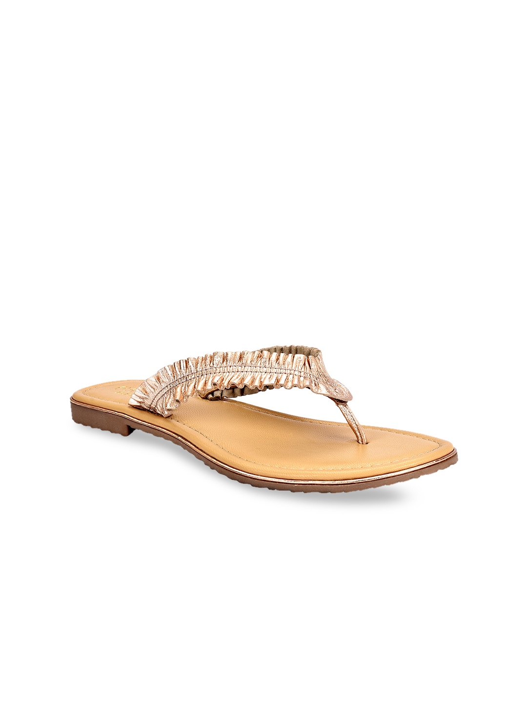 Eske Women Pink Solid Leather Open Toe Flats
