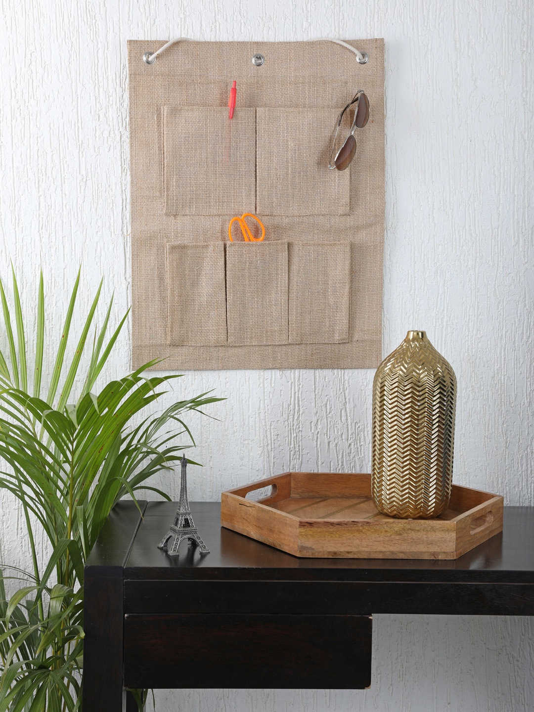 

My Gift Booth Beige Solid Multi-Utility Wall Hanging Organiser