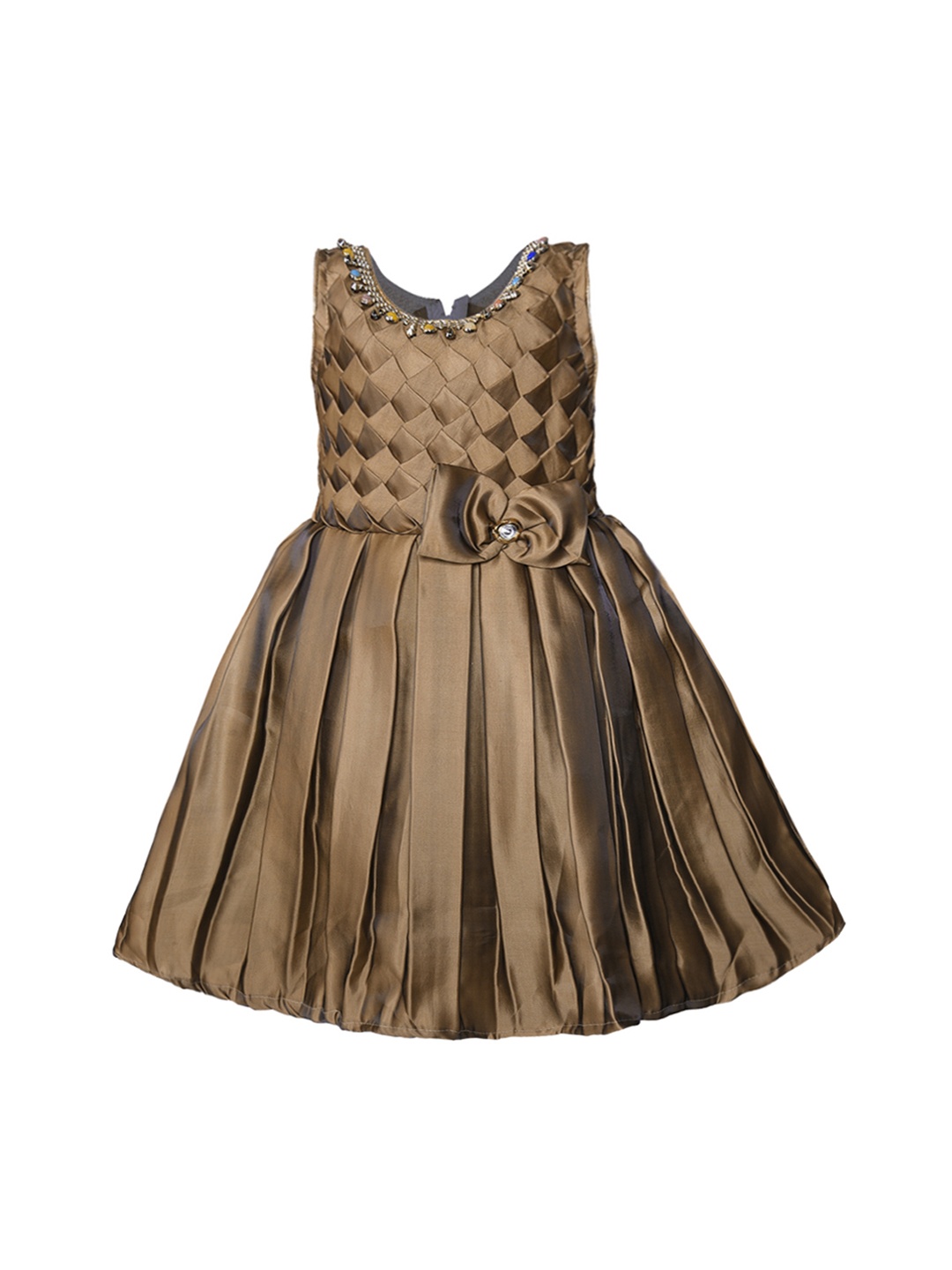 Wish Karo Girls Brown Solid Fit and Flare Dress