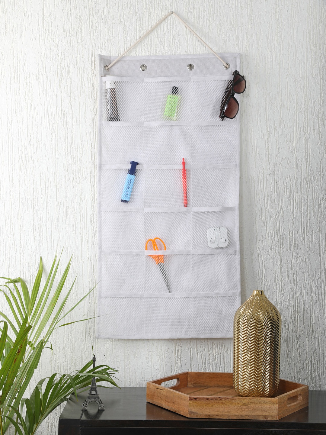 

My Gift Booth White Solid Multi-Utility Wall Hanging Organiser