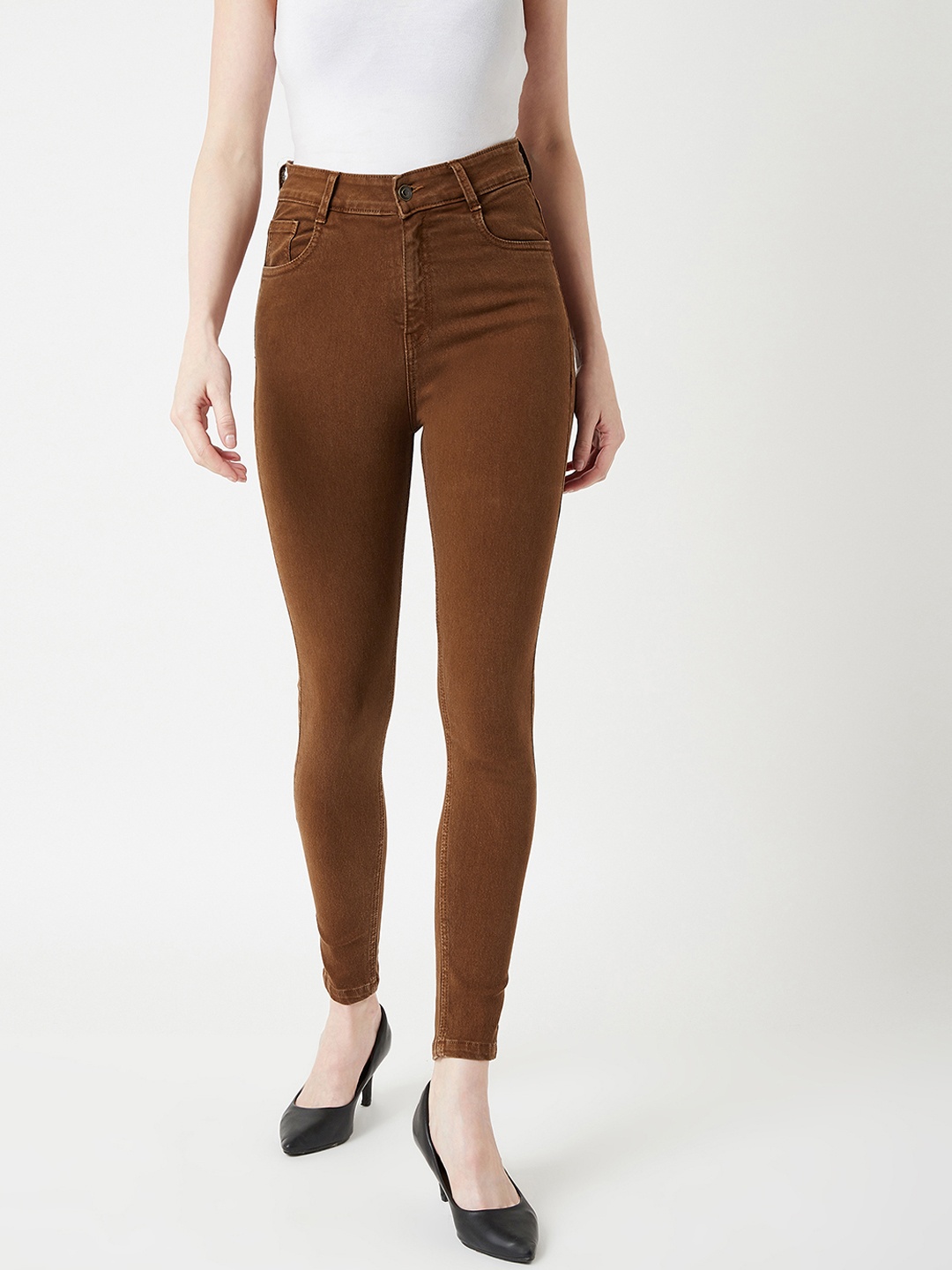 

Miss Chase Women Brown Skinny Fit High-Rise Clean Look Stretchable Jeans
