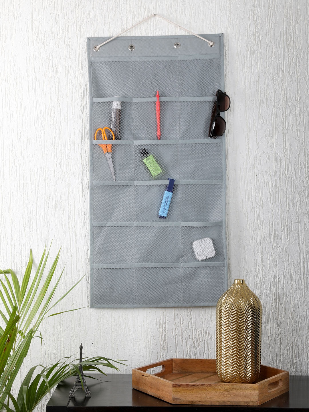 

My Gift Booth Grey Solid Multi-Utility Wall Hanging Organiser