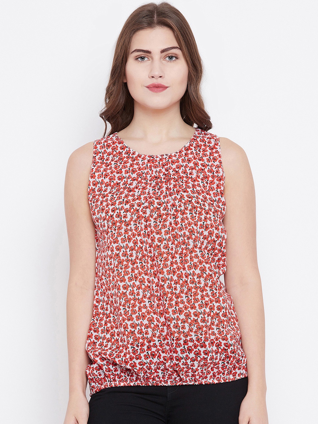 

Toshee Women Orange Printed Blouson Top