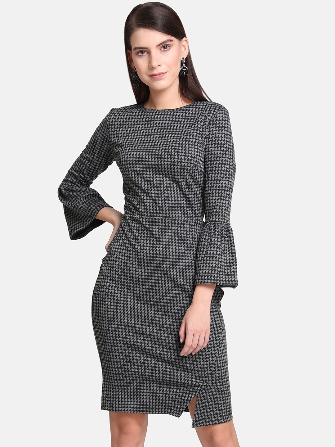 

Kazo Women Black Self Design Sheath Dress