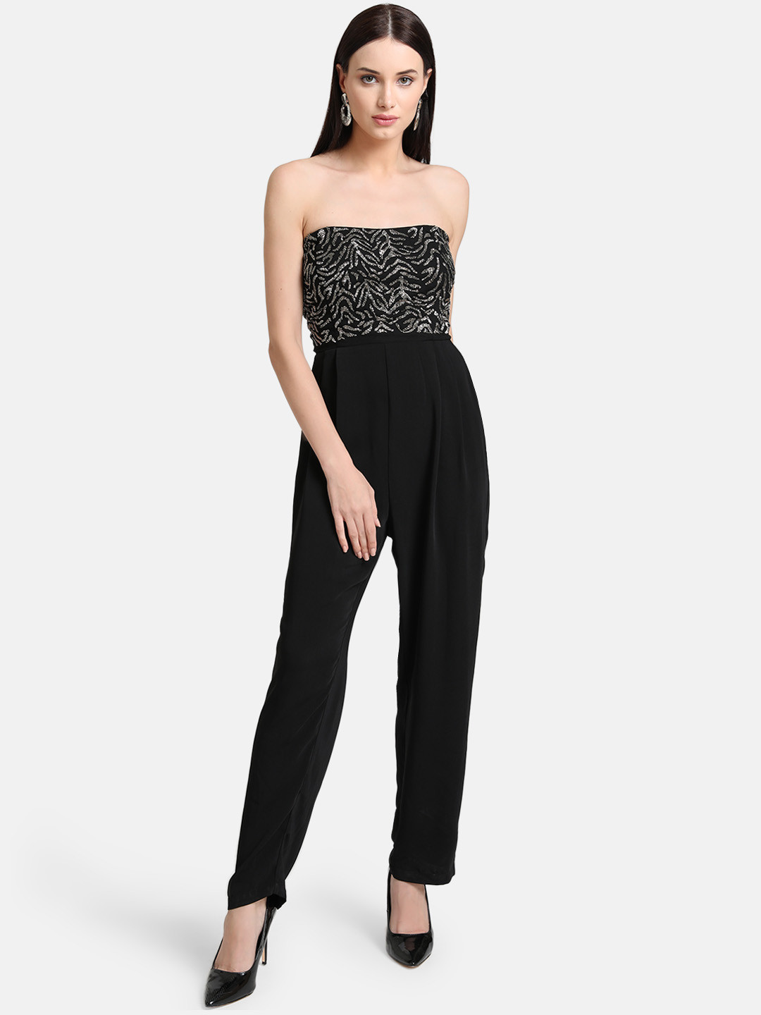 

Kazo Women Black Embellished Tube Jumpsuit