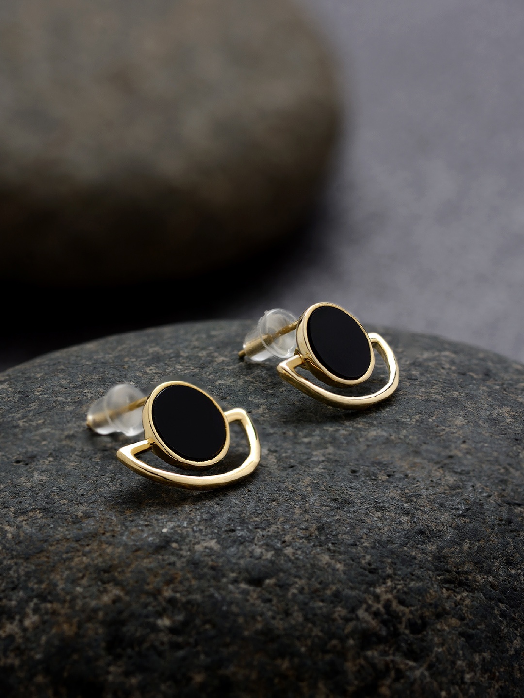 

E2O Gold-Plated & Black Geometric Studs