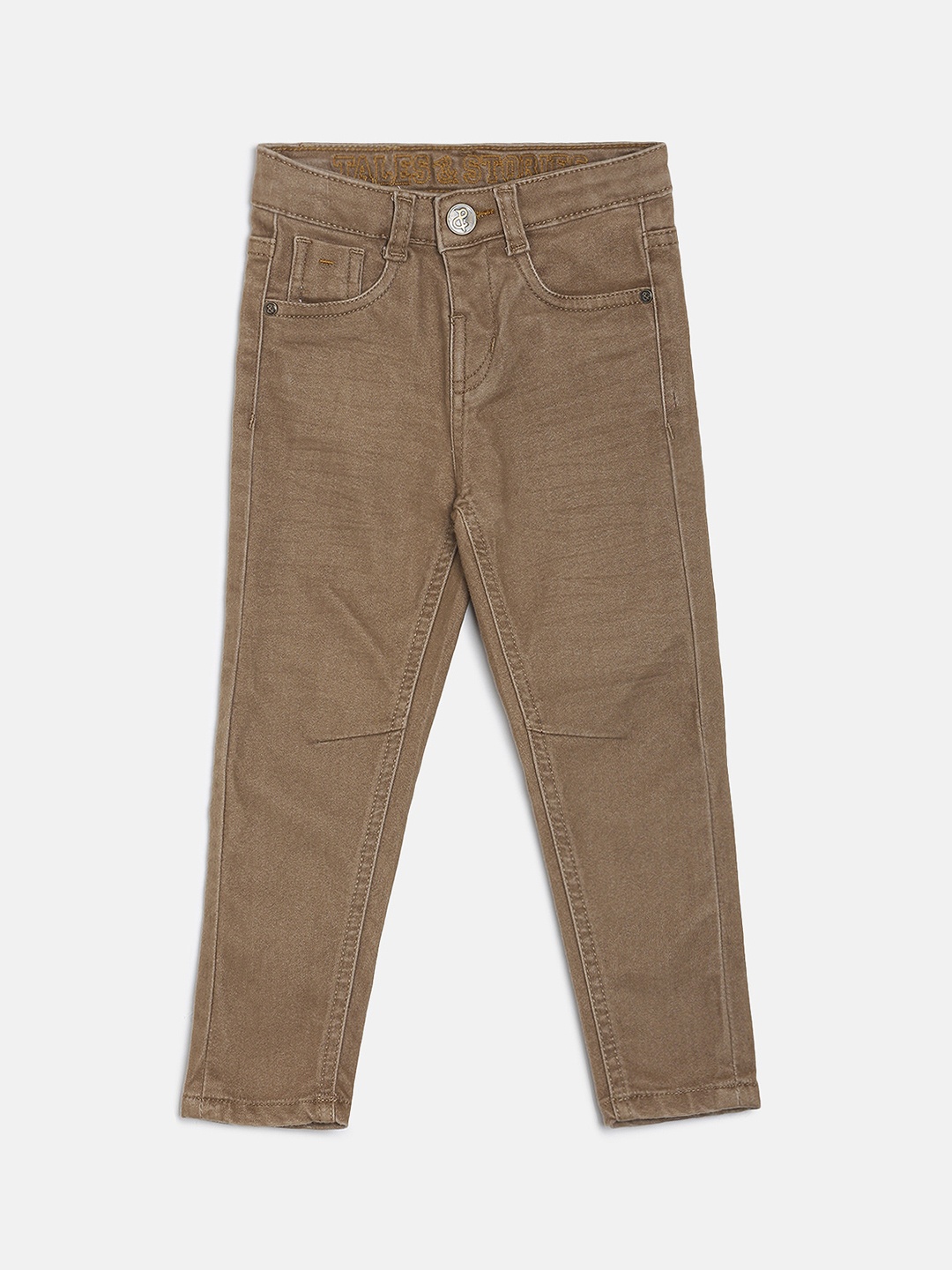 

TALES & STORIES Boys Khaki Slim Fit Solid Regular Trousers