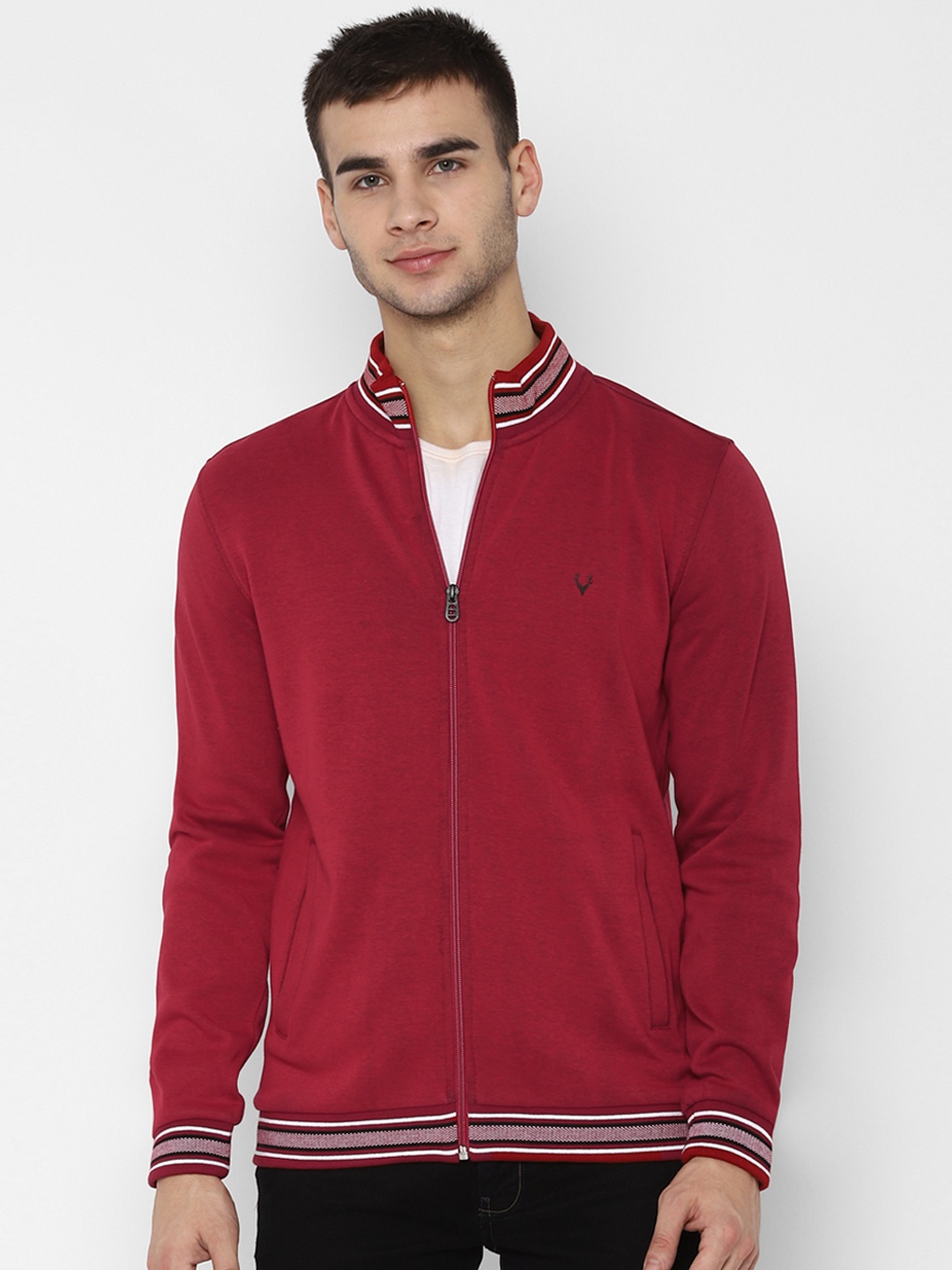 

Allen Solly Men Maroon Solid Sweatshirt