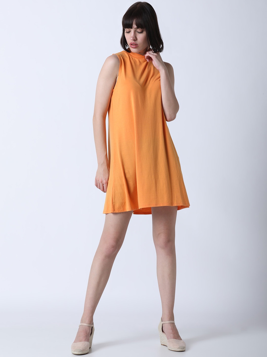

Huetrap Women Orange Solid A-Line Dress