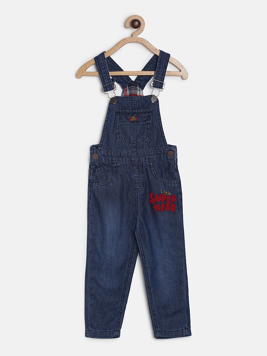 

Tales & Stories Boys Navy Blue Slim Fit Denim Dungarees