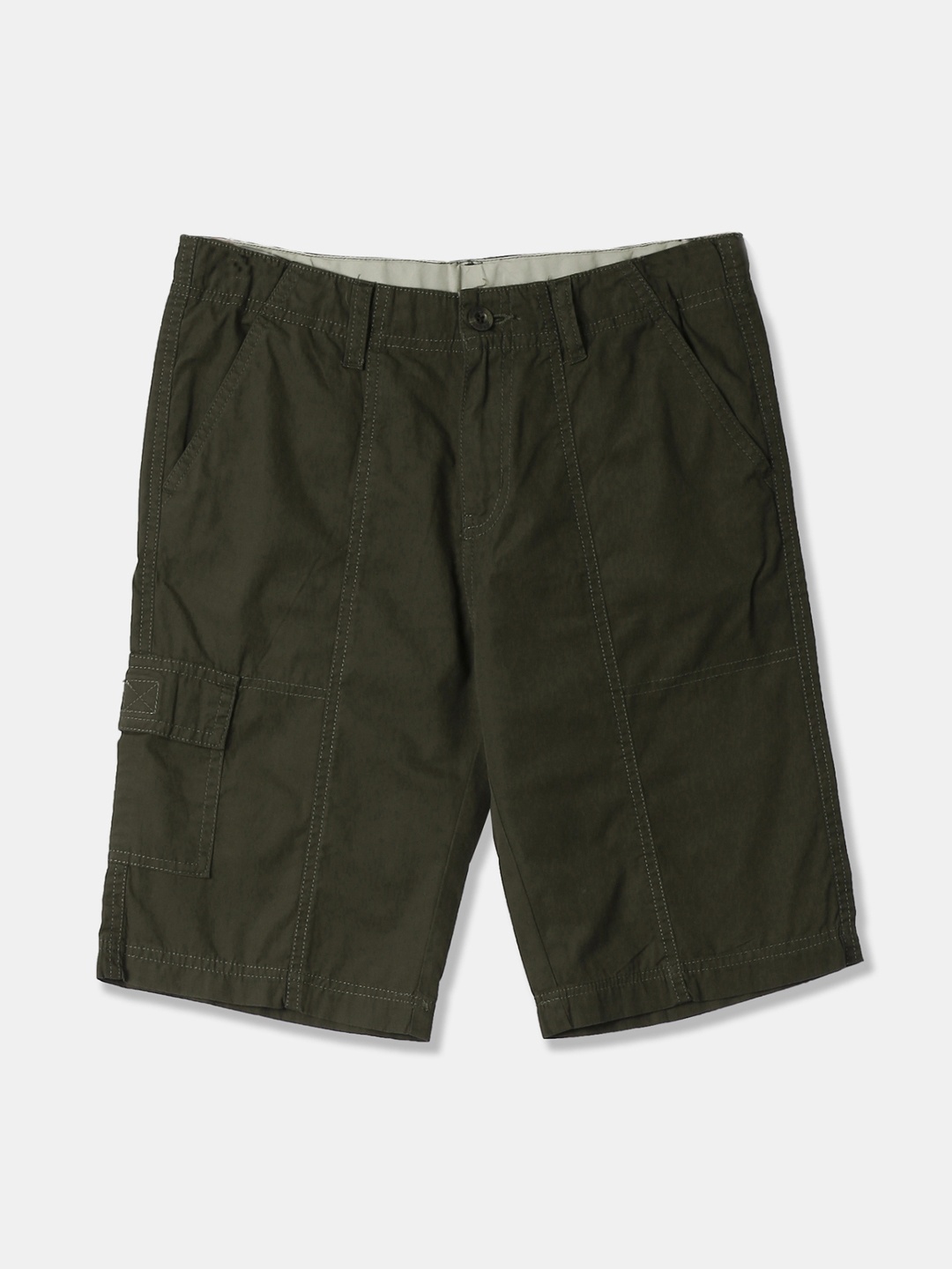 

Cherokee Boys Olive Green Solid Regular Fit Cargo Shorts