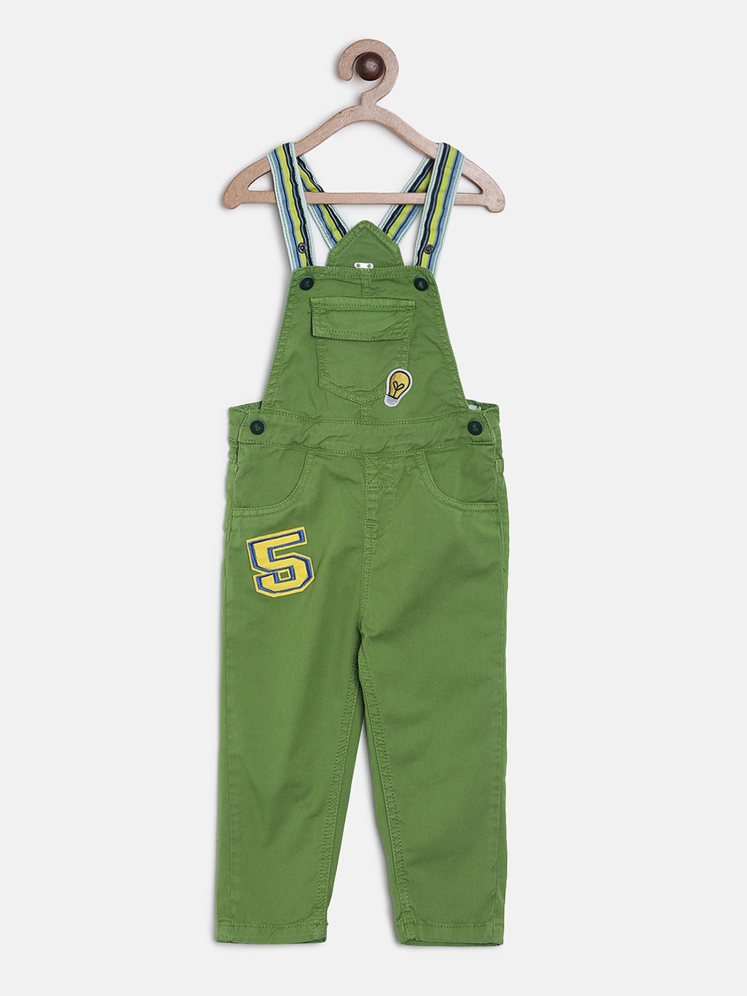 

Tales & Stories Boys Green Slim Fit Dungarees