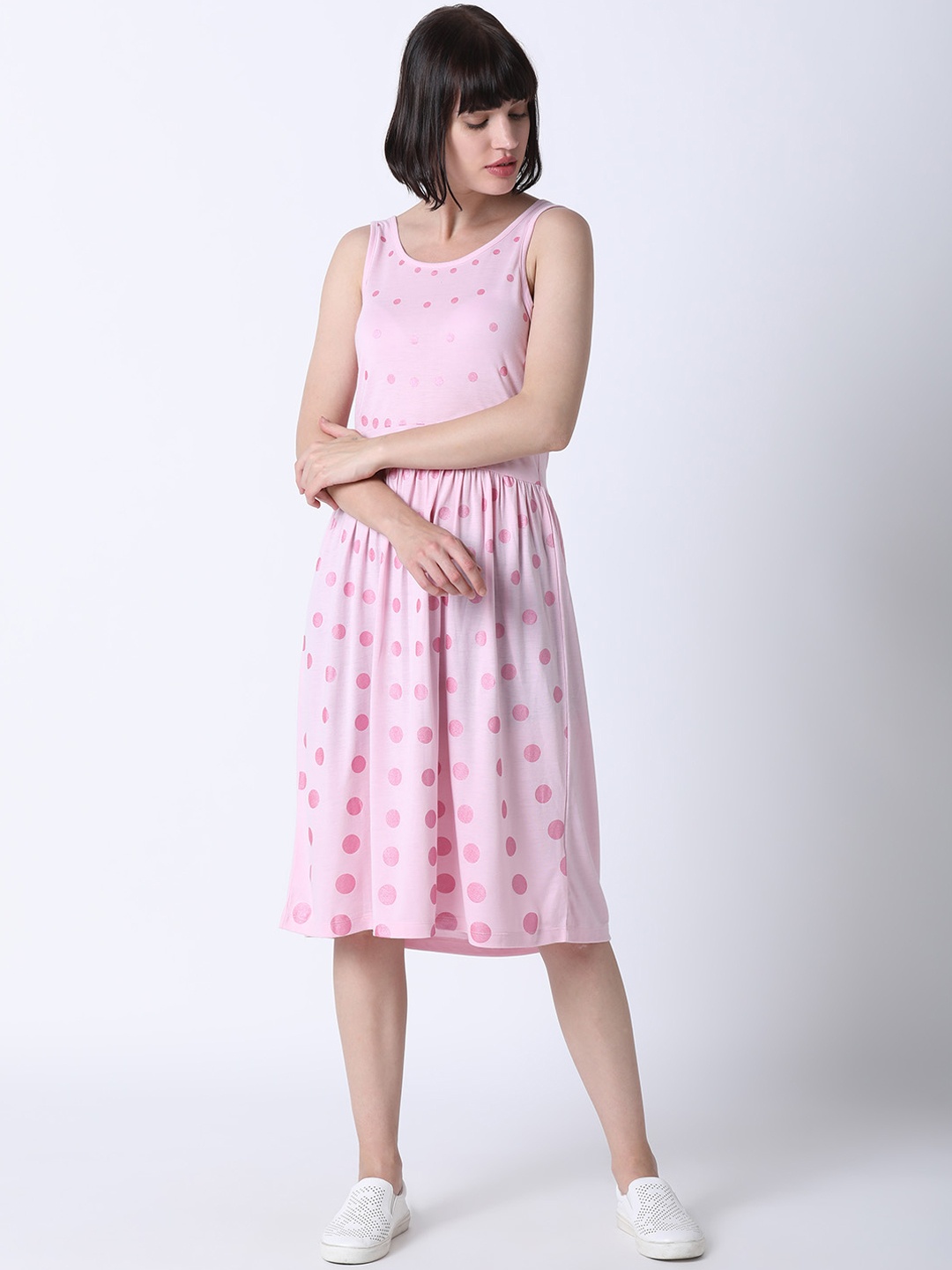 

Huetrap Women Pink Printed Fit and Flare Dress