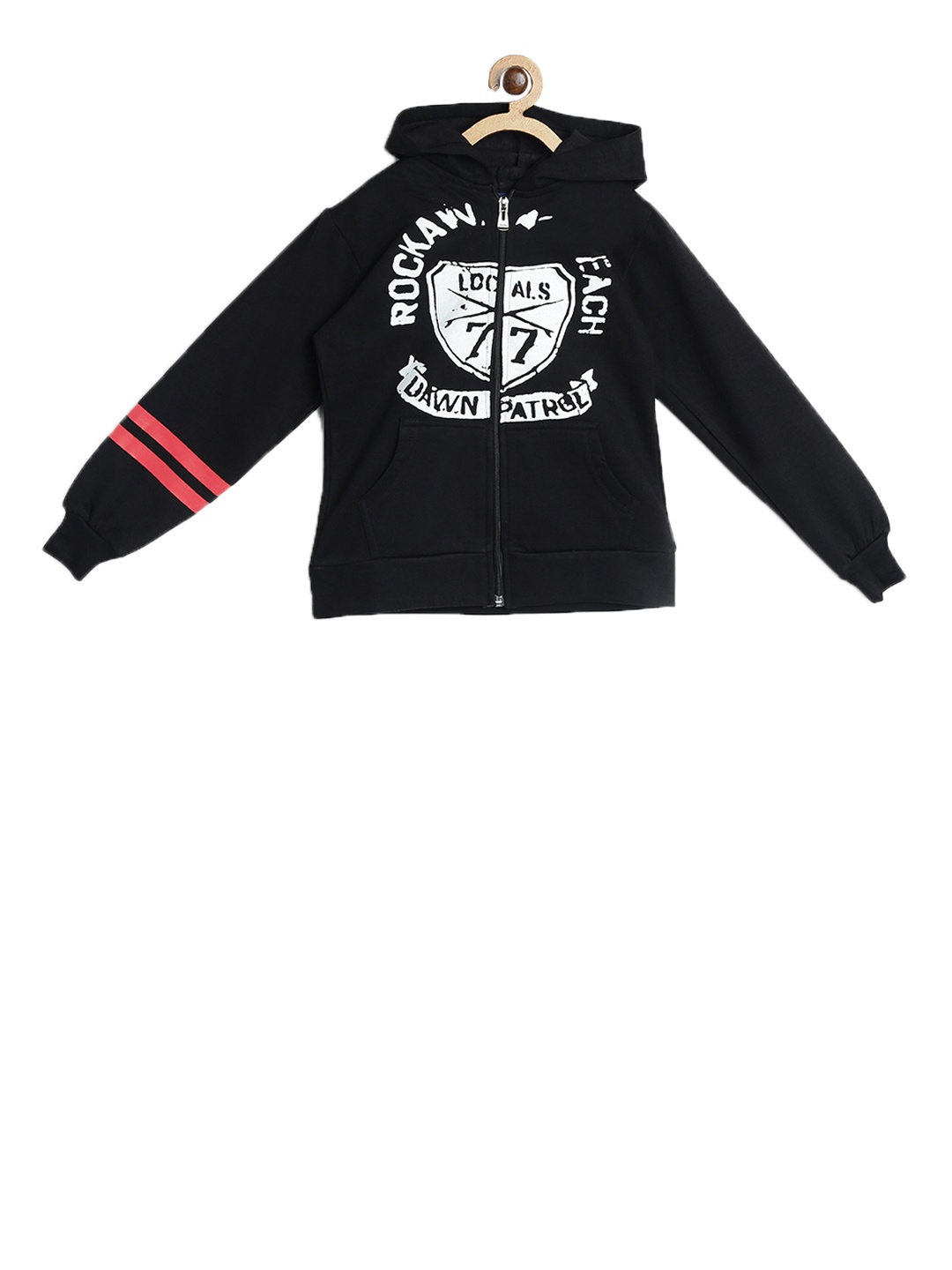 SWEET ANGEL Boys Black & White Printed Hooded Sweatshirt