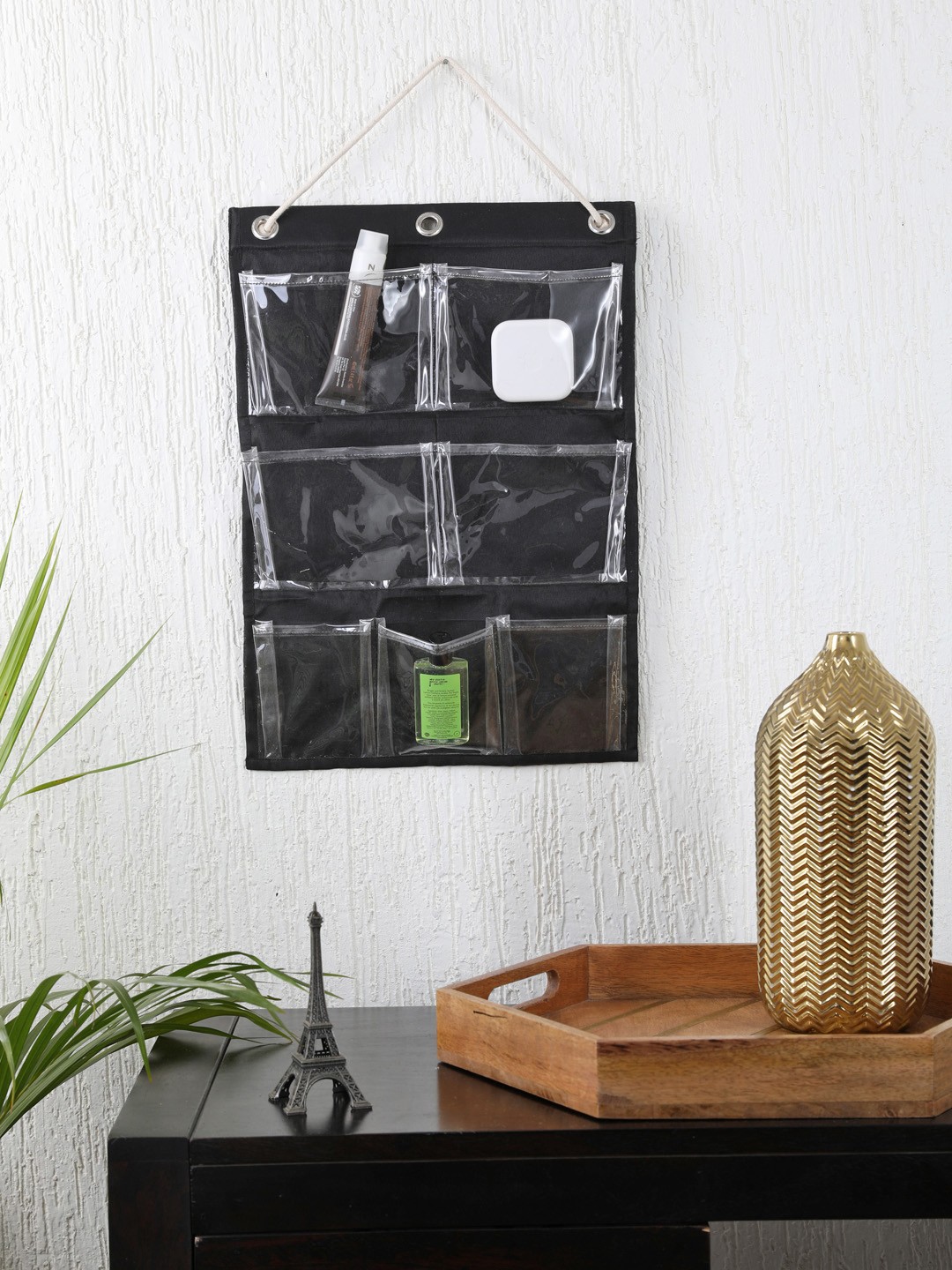

My Gift Booth Black Solid Multi-Utility Wall Hanging Organiser