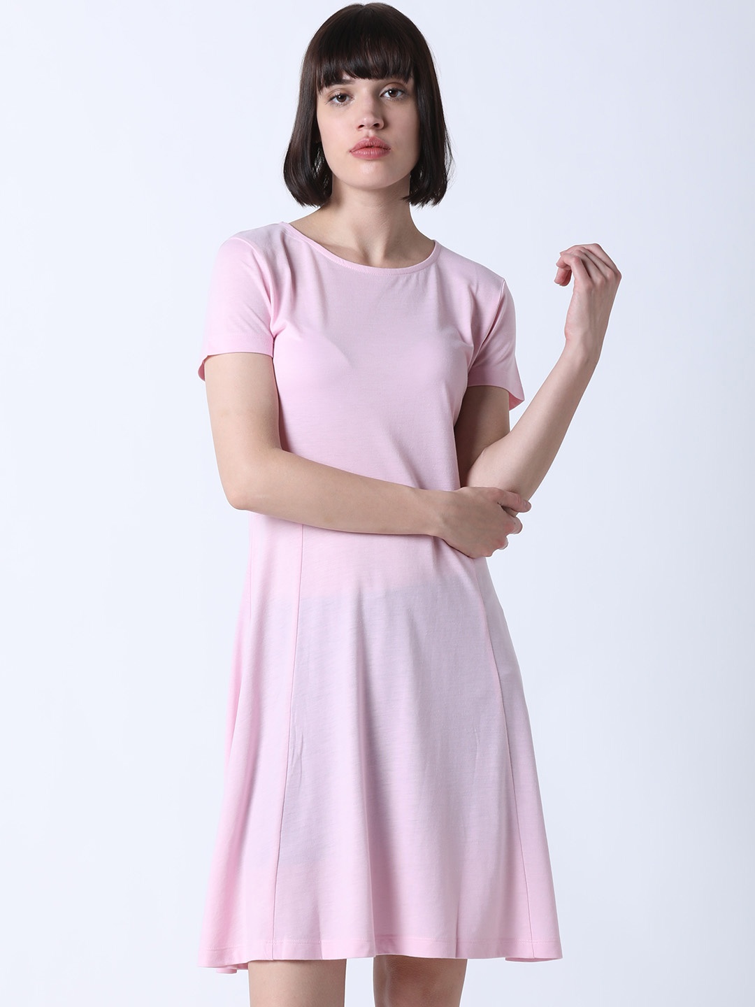 

Huetrap Women Pink Solid Fit and Flare Dress