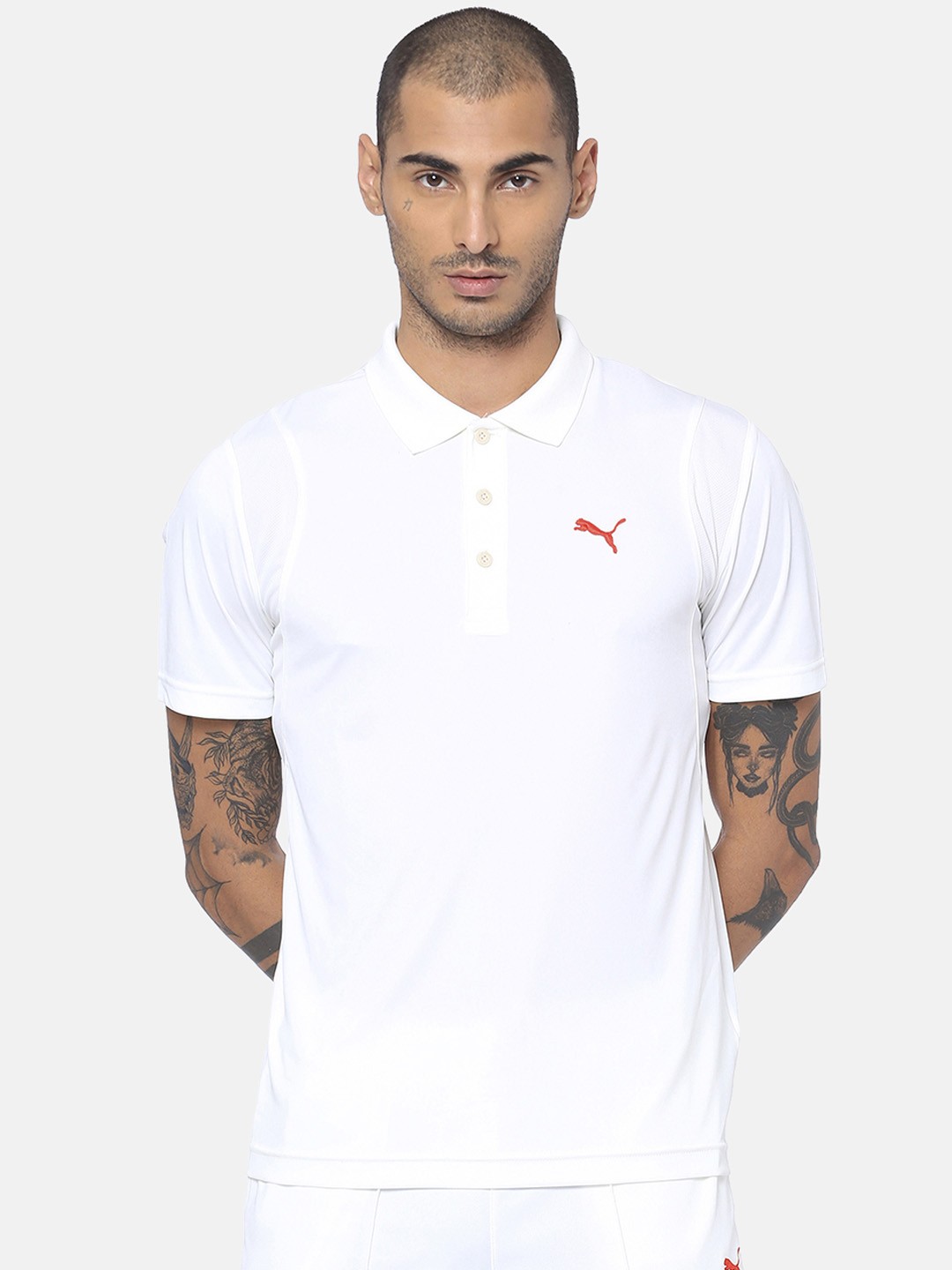 

Puma Men White Solid Cricket Team Polo Birch T-shirt