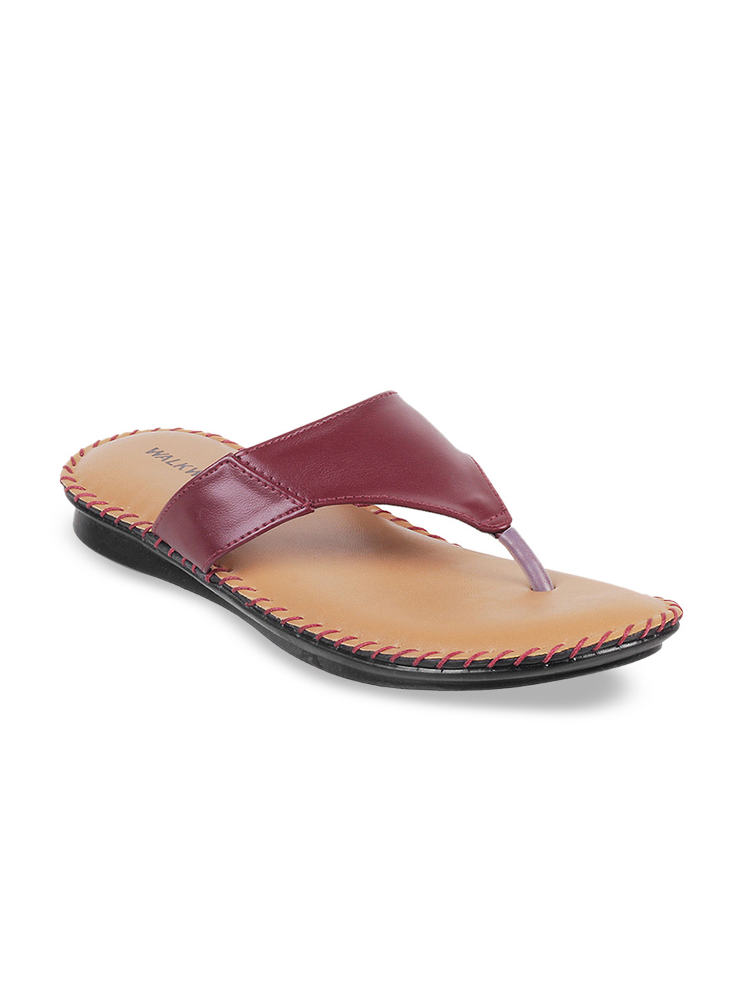 

WALKWAY by Metro Women Maroon Solid Open Toe Flats