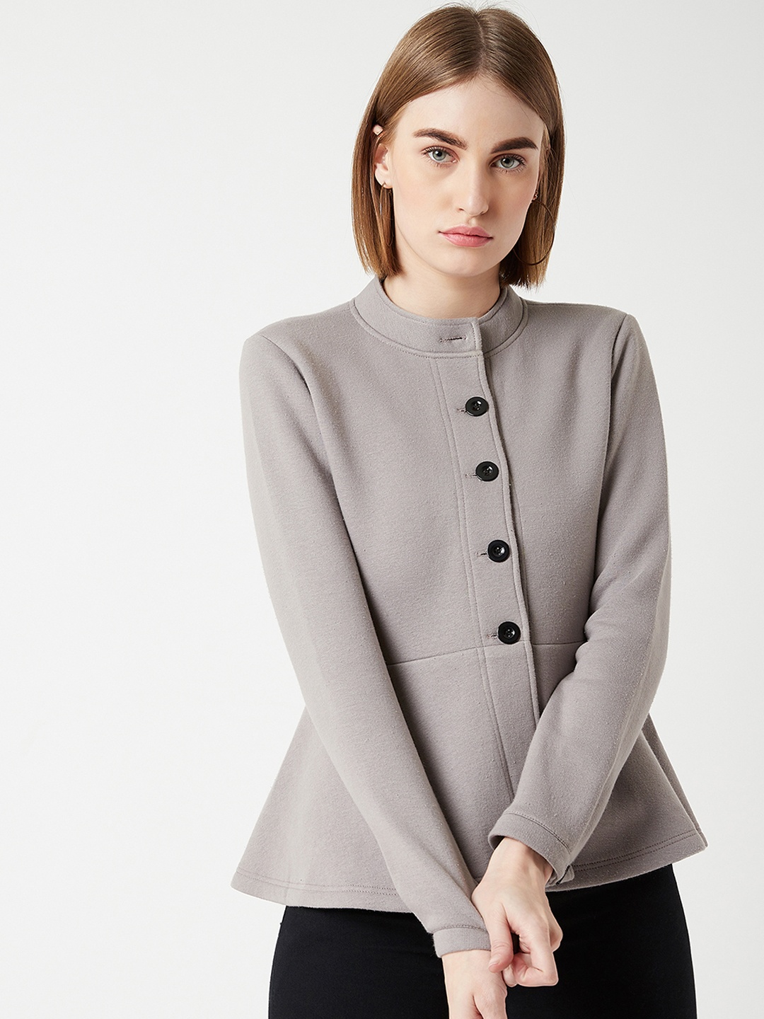 

Miss Chase Women Grey Solid Tailored Jacket