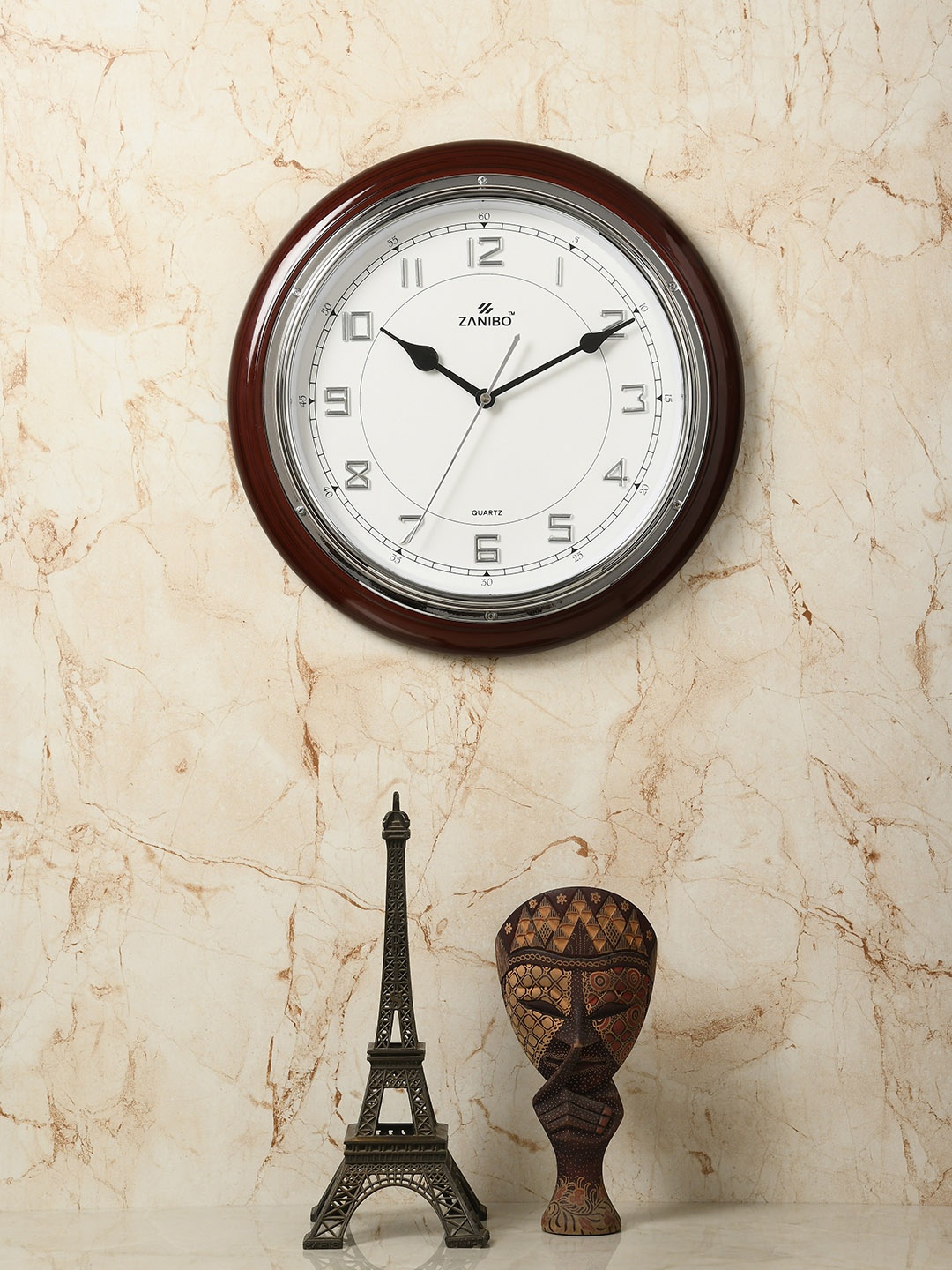 

ZANIBO White Round Solid 32 cm Analogue Wall Clock