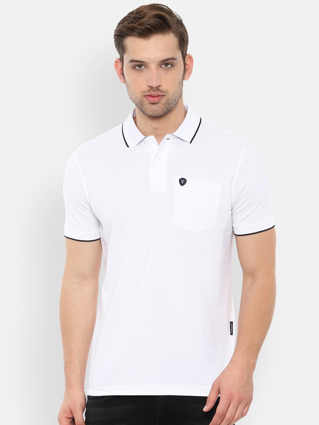 

Van Heusen Sport Men White Solid Polo Collar Pure Cotton T-shirt