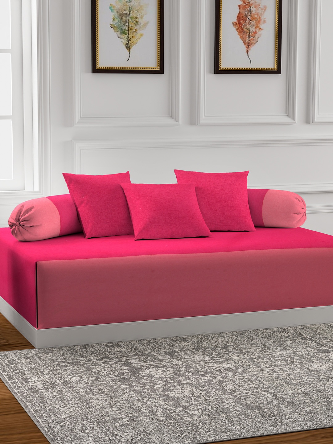 

Soumya Set Of 6 Pink Solid Diwan Set