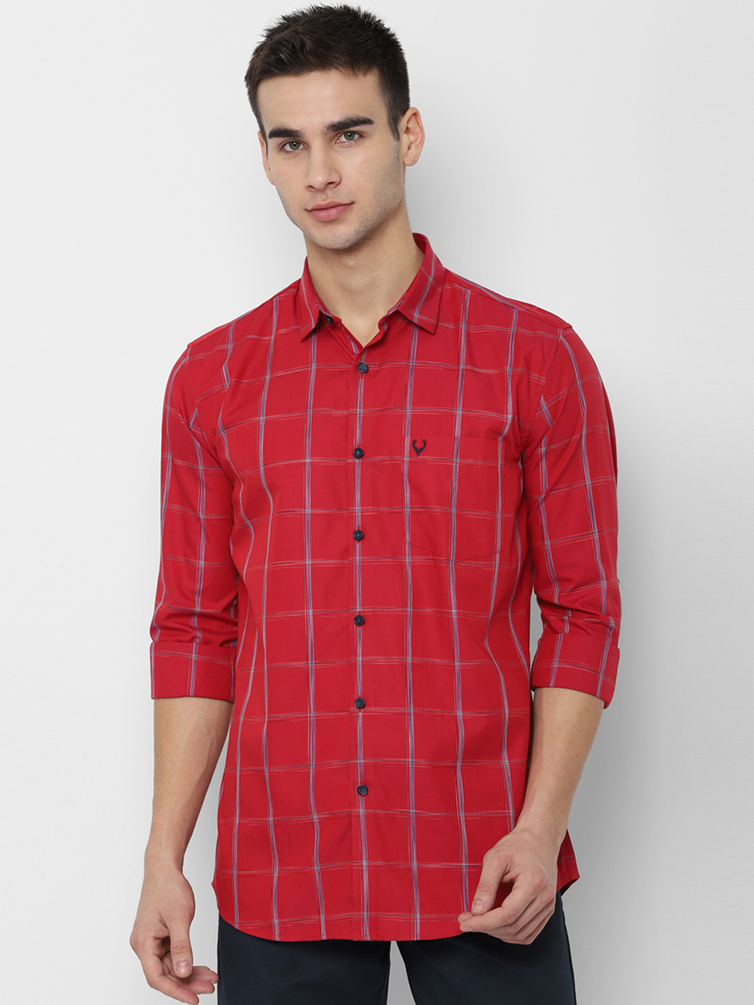 

Allen Solly Men Red Slim Fit Checked Casual Shirt