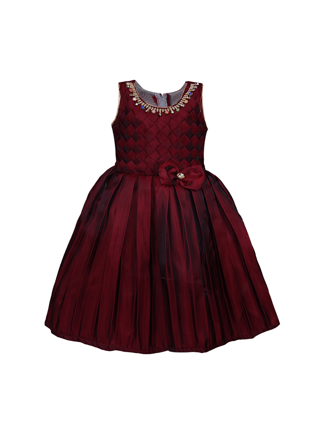 

Wish Karo Girls Maroon Solid Fit and Flare Dress