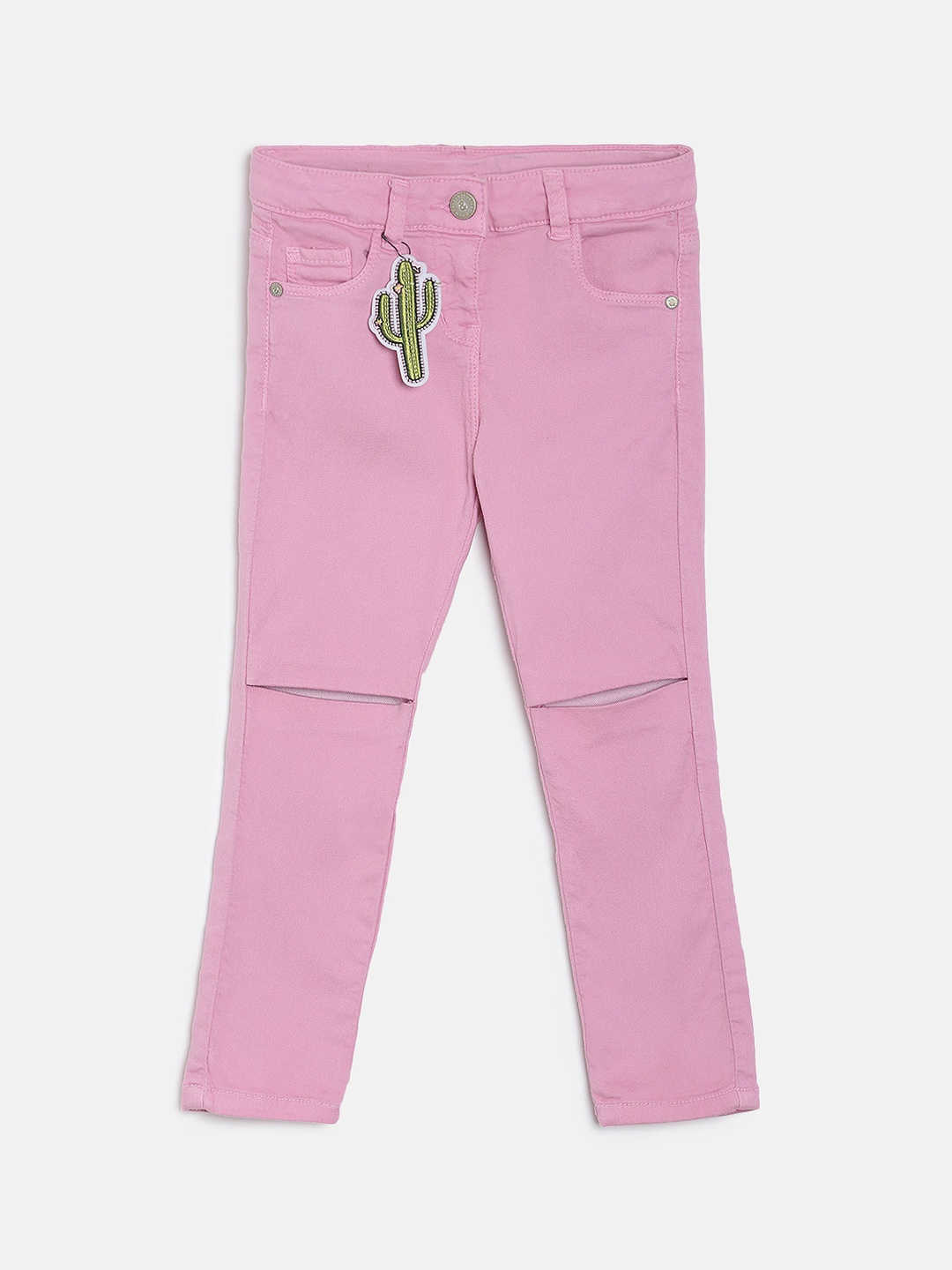 

TALES & STORIES Girls Pink Slim Fit Solid Regular Trousers