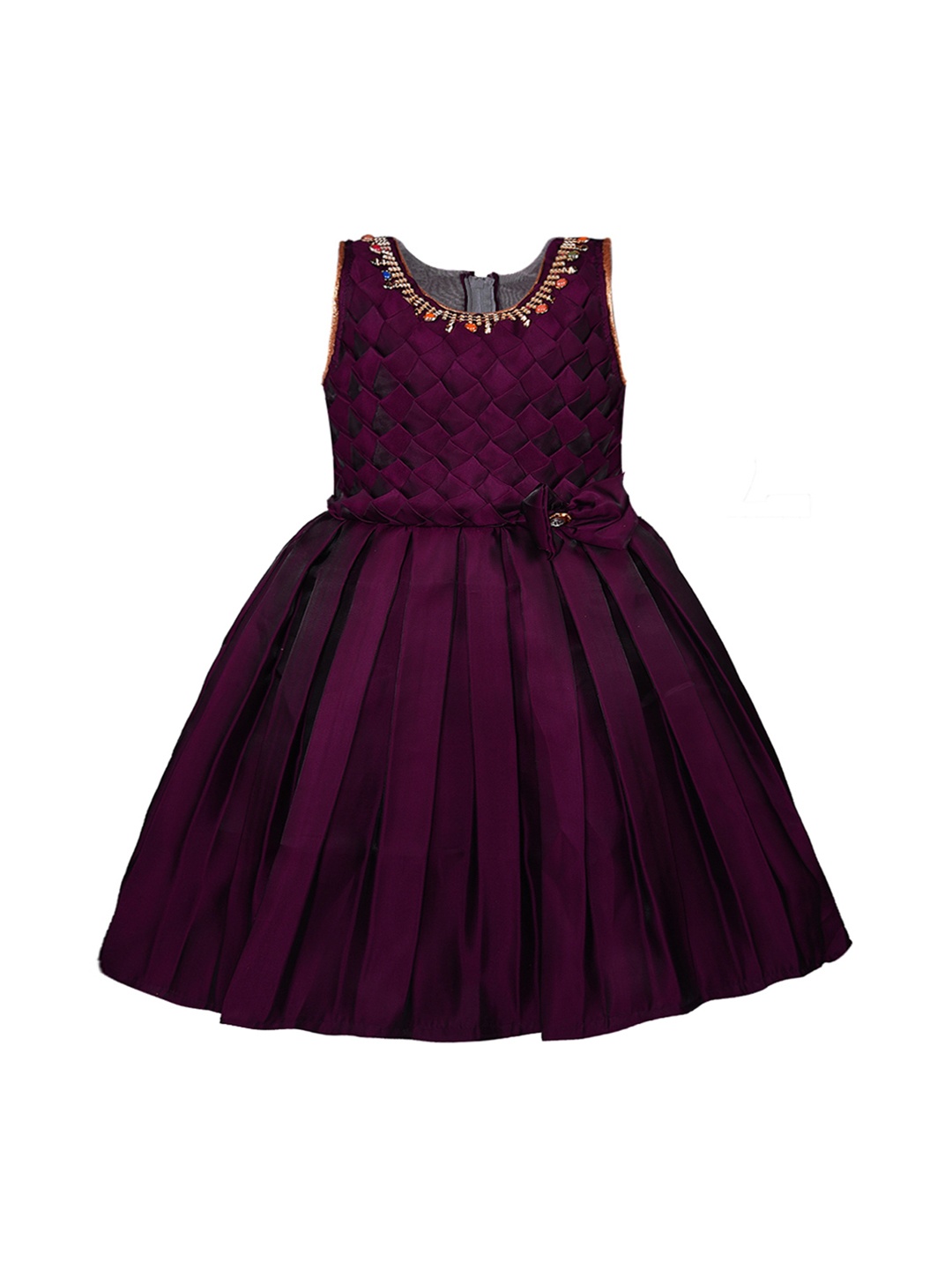 

Wish Karo Girls Burgundy Solid Fit and Flare Dress