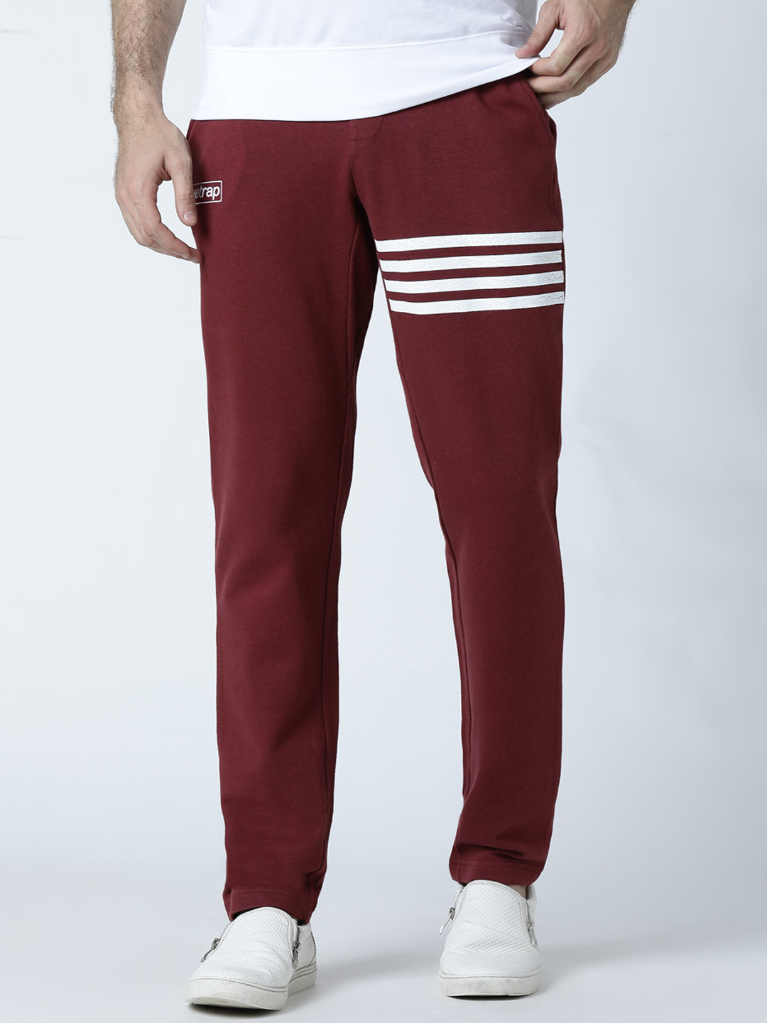 

Huetrap Men Maroon Solid Straight Fit Track Pants