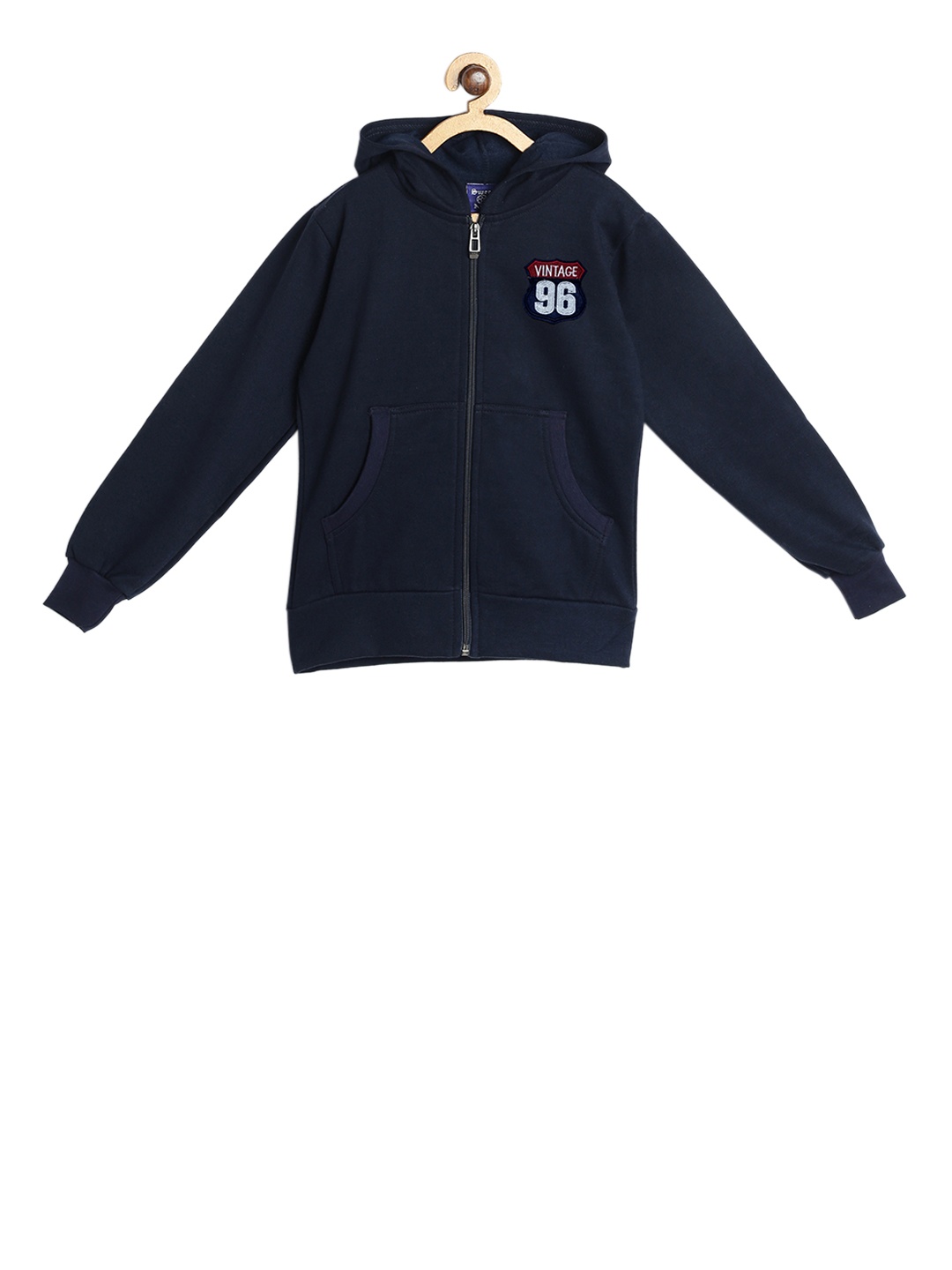 

SWEET ANGEL Girls Navy Blue Solid Hooded Sweatshirt