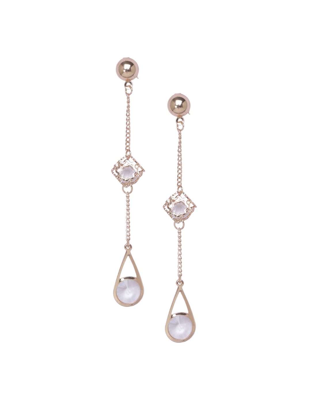 

DIVA WALK Gold-Plated & White Handcrafted Contemporary Drop Earrings