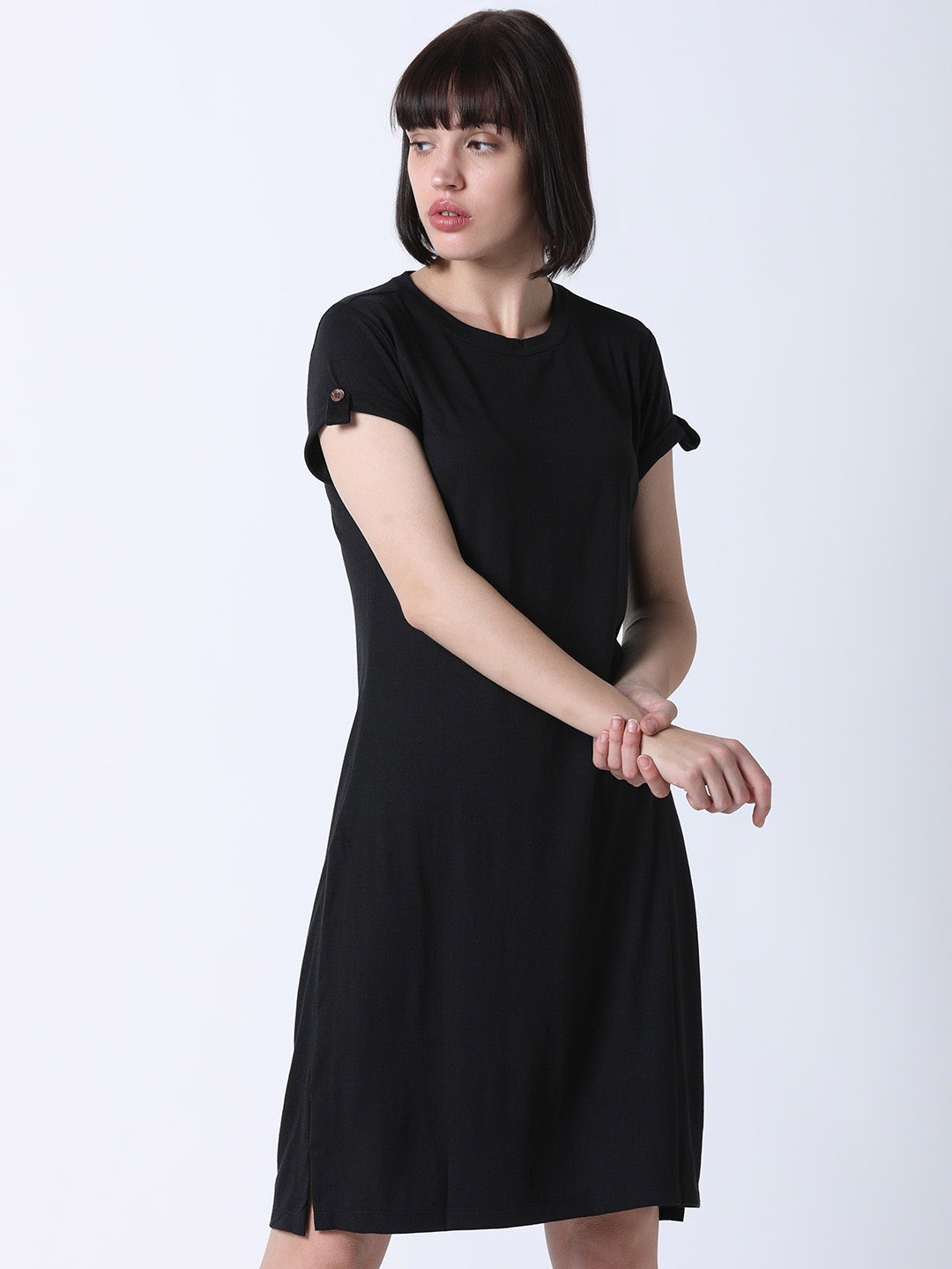 

Huetrap Women Black Solid Fit and Flare Dress