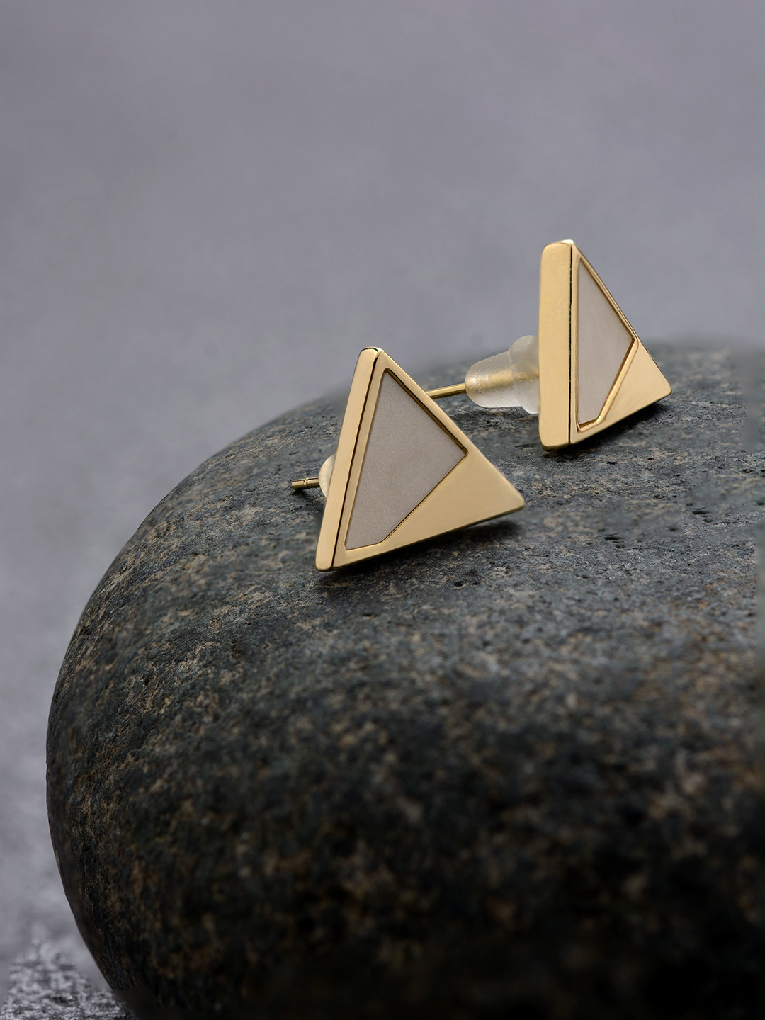 

E2O Gold-Plated & White Geometric Studs