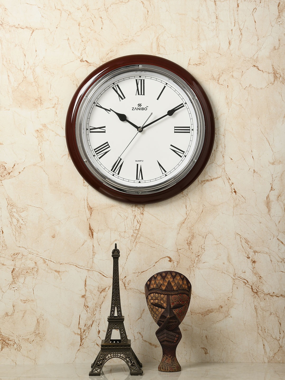 

ZANIBO White Round Solid 32 cm Analogue Wall Clock